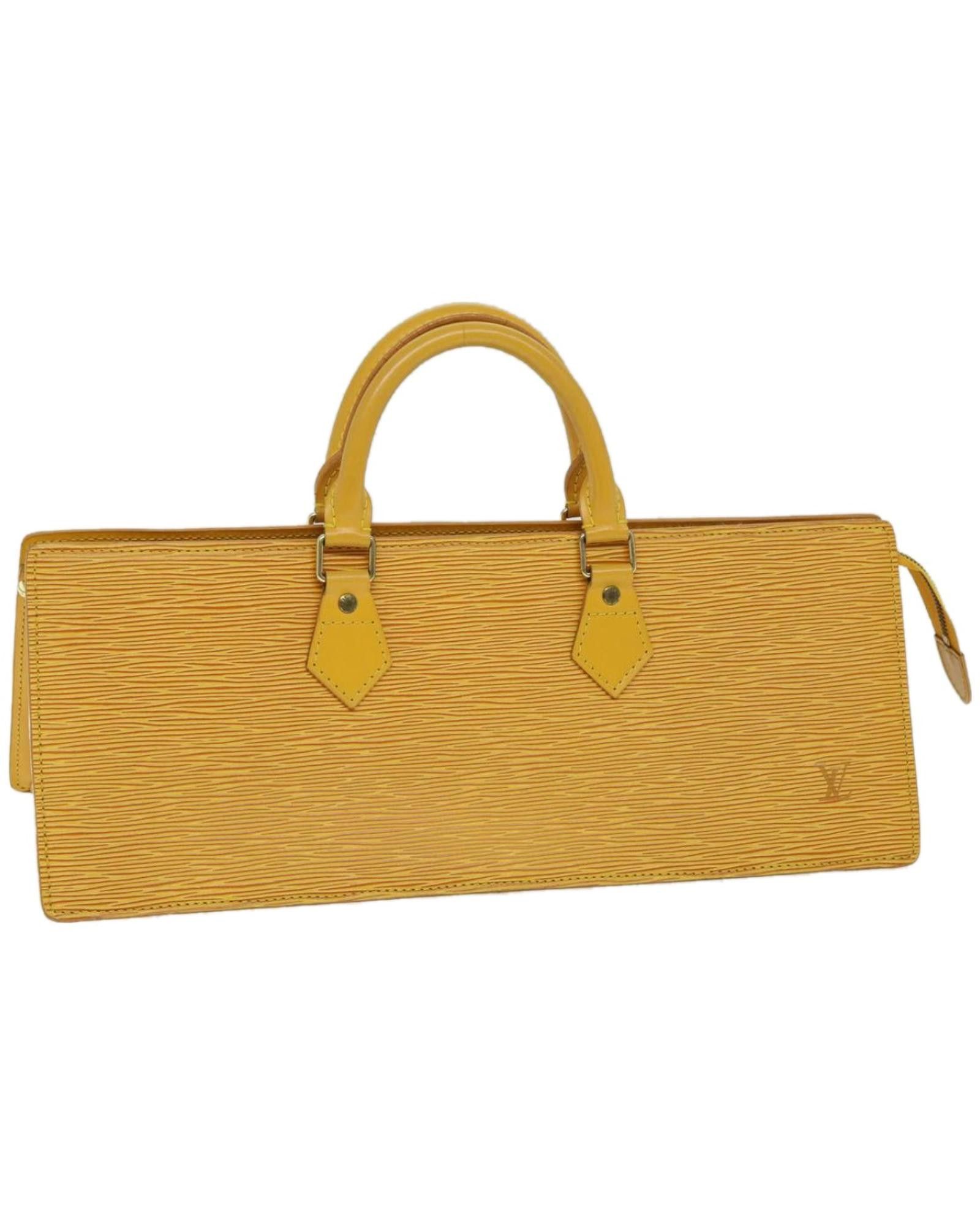 image of Louis Vuitton Luxurious Yellow Leather Triangle Handbag, Women's