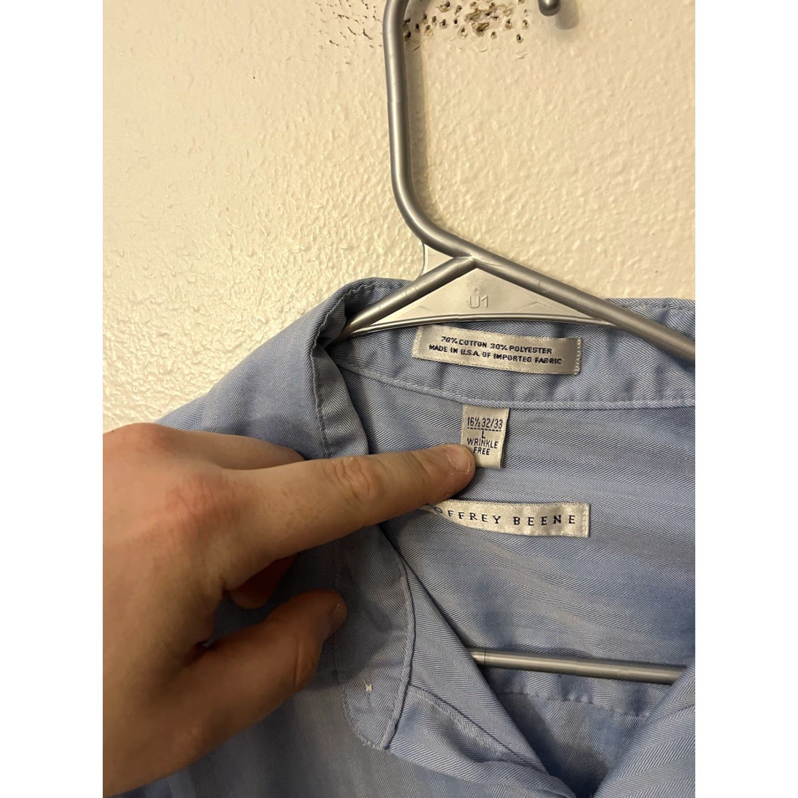 Geoffrey Beene Geoffrey Beene Blue Solid Shirt Size 16.5 Large Men’s Size 42R - 3 Thumbnail