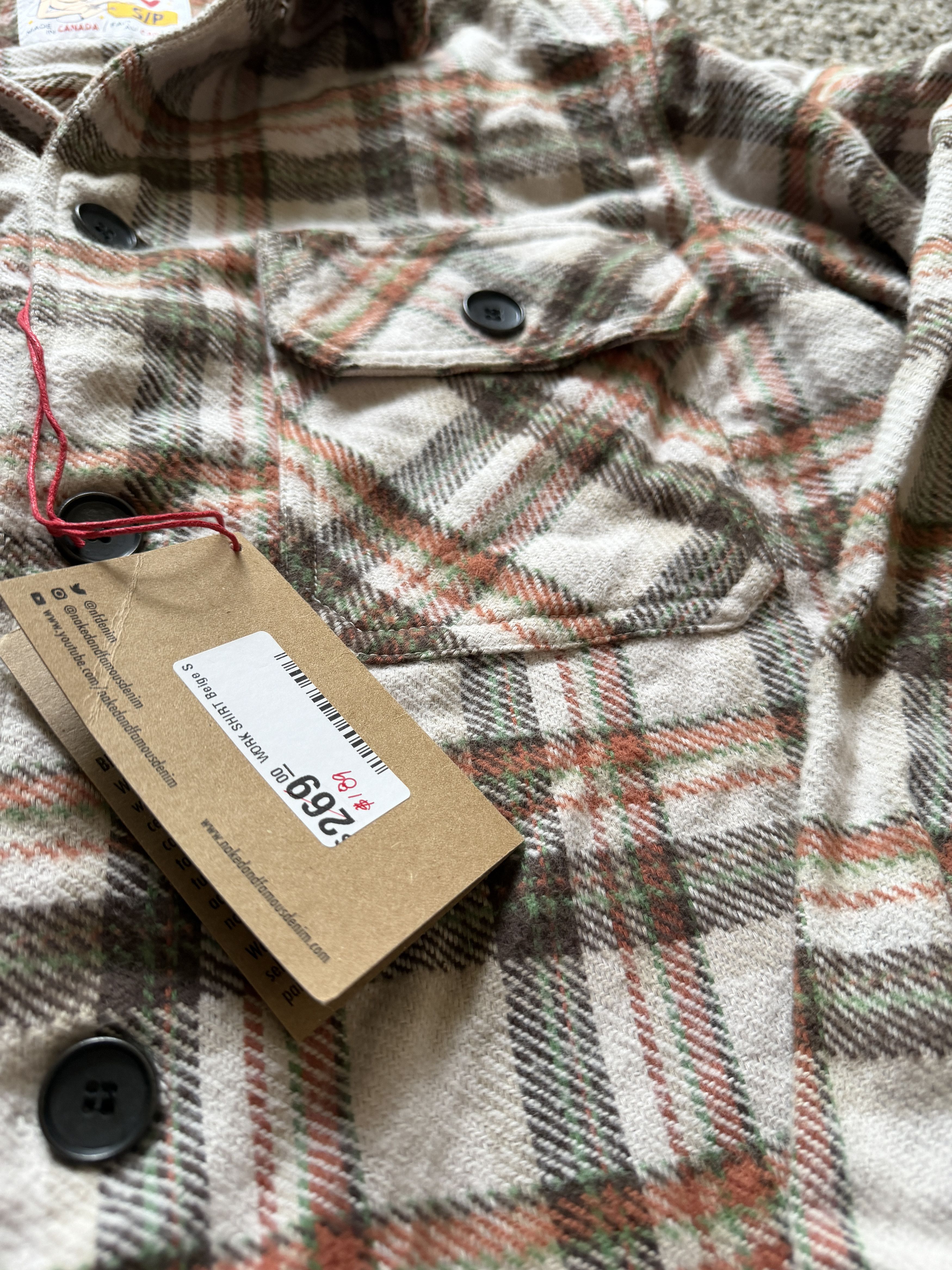 Naked & Famous Naked & Famous Plaid Work Shirt Flannel Beige Small Size US S / EU 44-46 / 1 - 3 Thumbnail