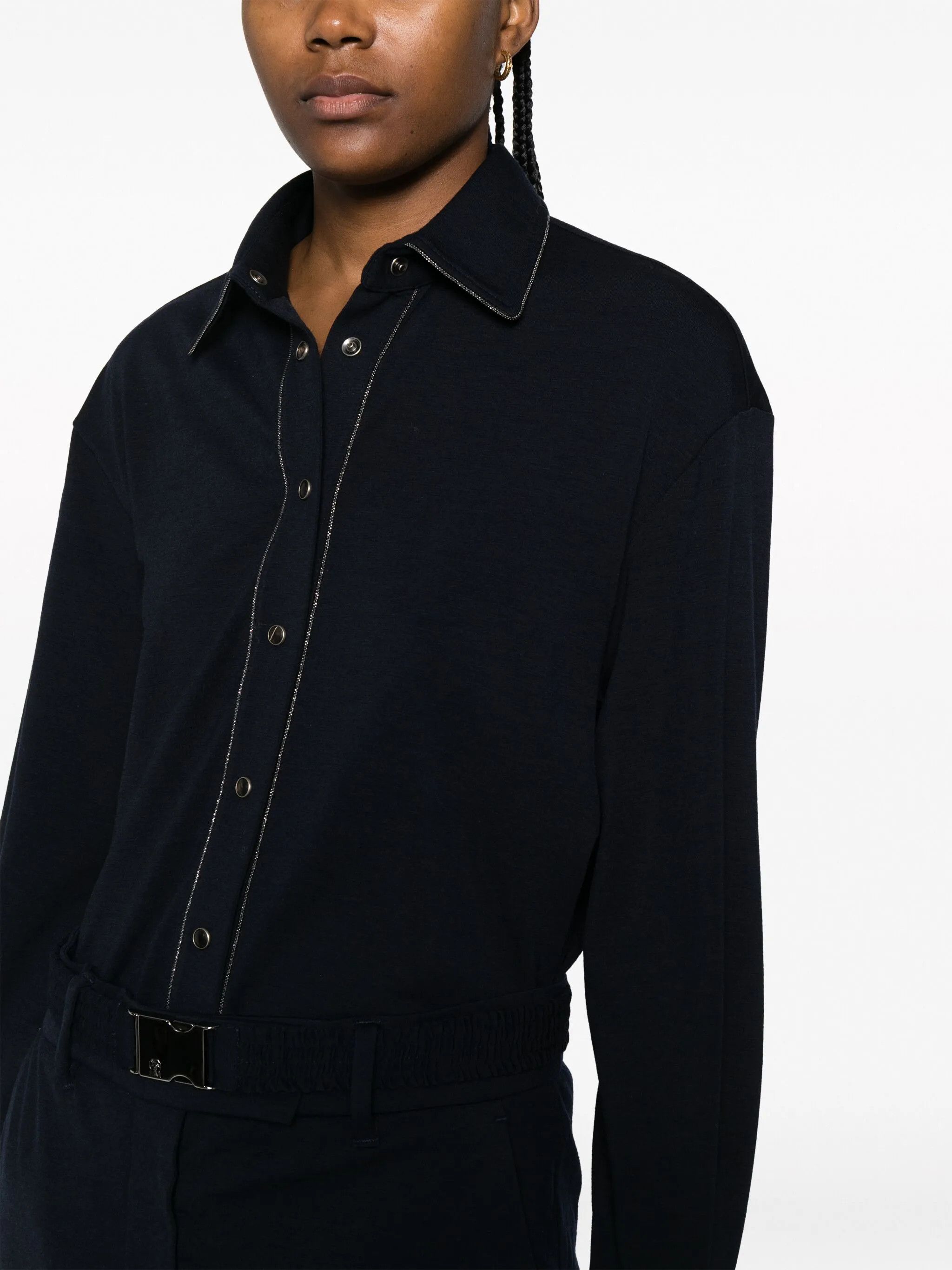 Brunello Cucinelli o1y0725 Midi Dress in Midnight Blue Size M / US 6-8 / IT 42-44 - 2 Thumbnail