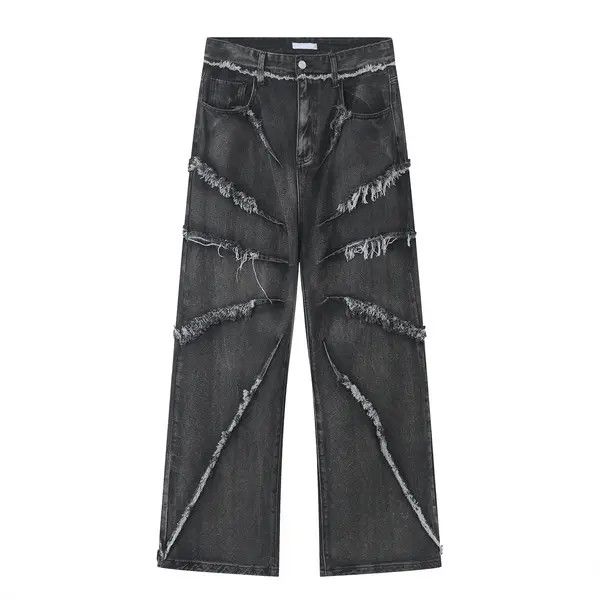 VIBE Fringed Shadow Baggy Denim Jeans Size US 32 / EU 48 - 1 Thumbnail