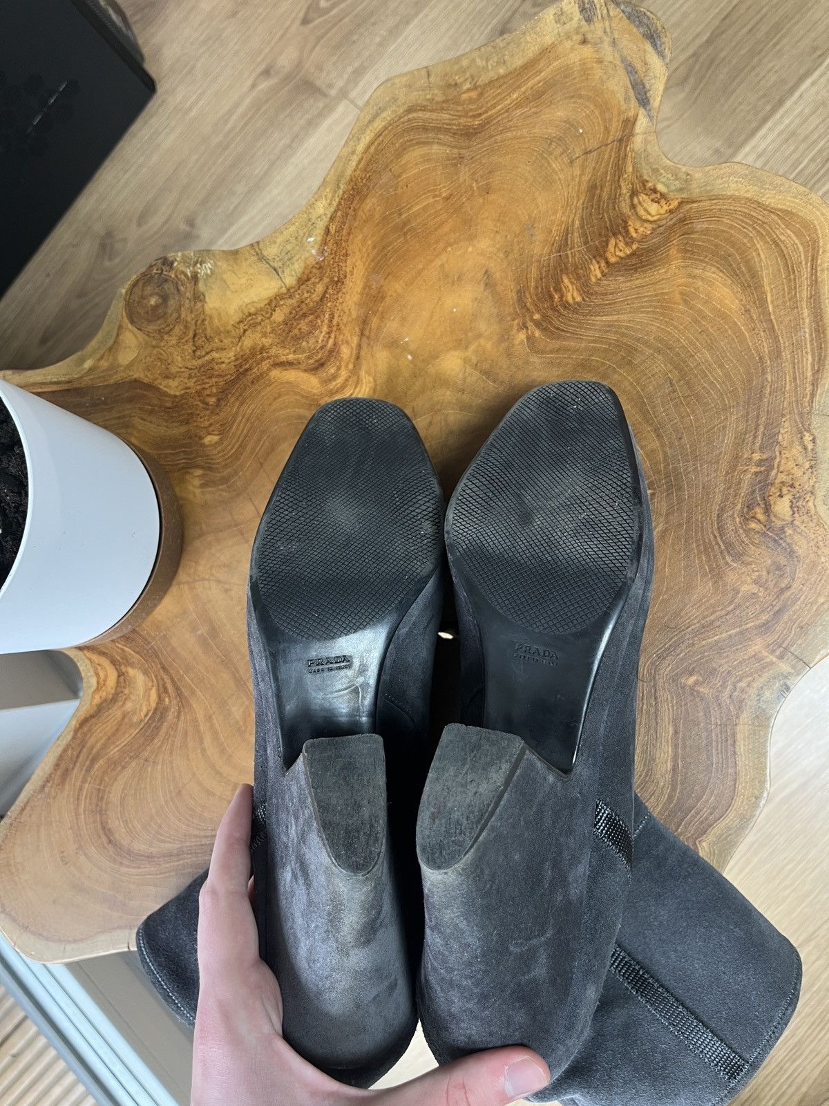 Prada Vintage Prada Y2K suede Leather Wedge Ankle Boots luxury Size US 11 / IT 41 - 4 Thumbnail