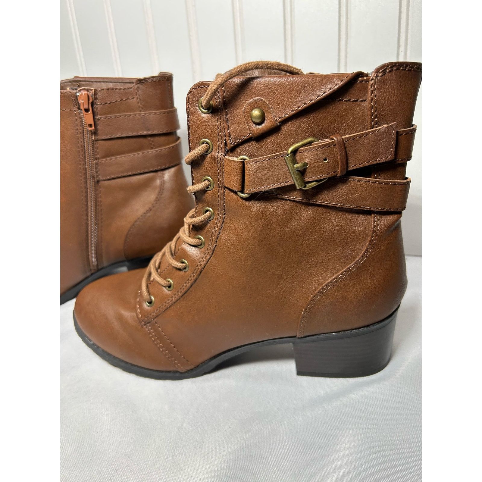 Other BRASH NWOT Brown Casual Boots Ankle High Side Zip Size 11 Size US 11 / IT 41 - 4 Thumbnail