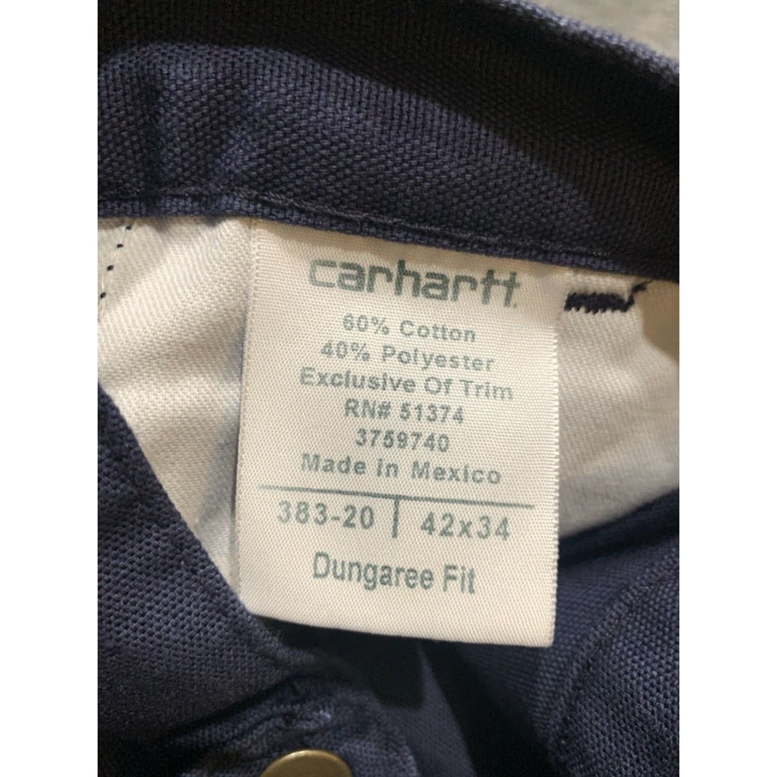 Carhartt Carhartt Work Pants Dungaree Fit Men's 42x34 Navy Blue Cotton Blend Size US 42 / EU 58 - 7 Thumbnail