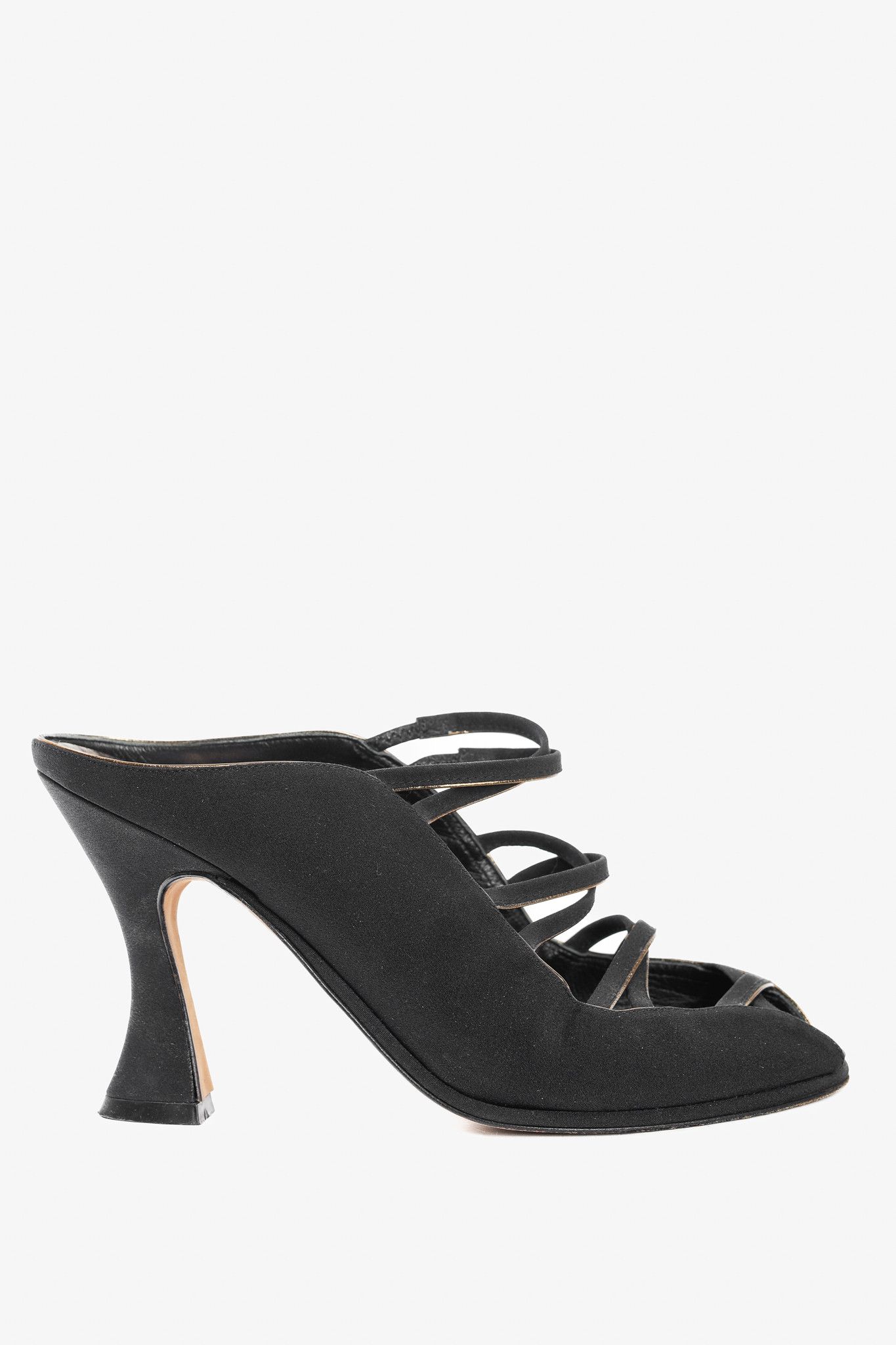 Donna Karan Donna Karan New York Black Criss-Cross Fabric Mules Size US 7.5 / IT 37.5 - 1 Thumbnail