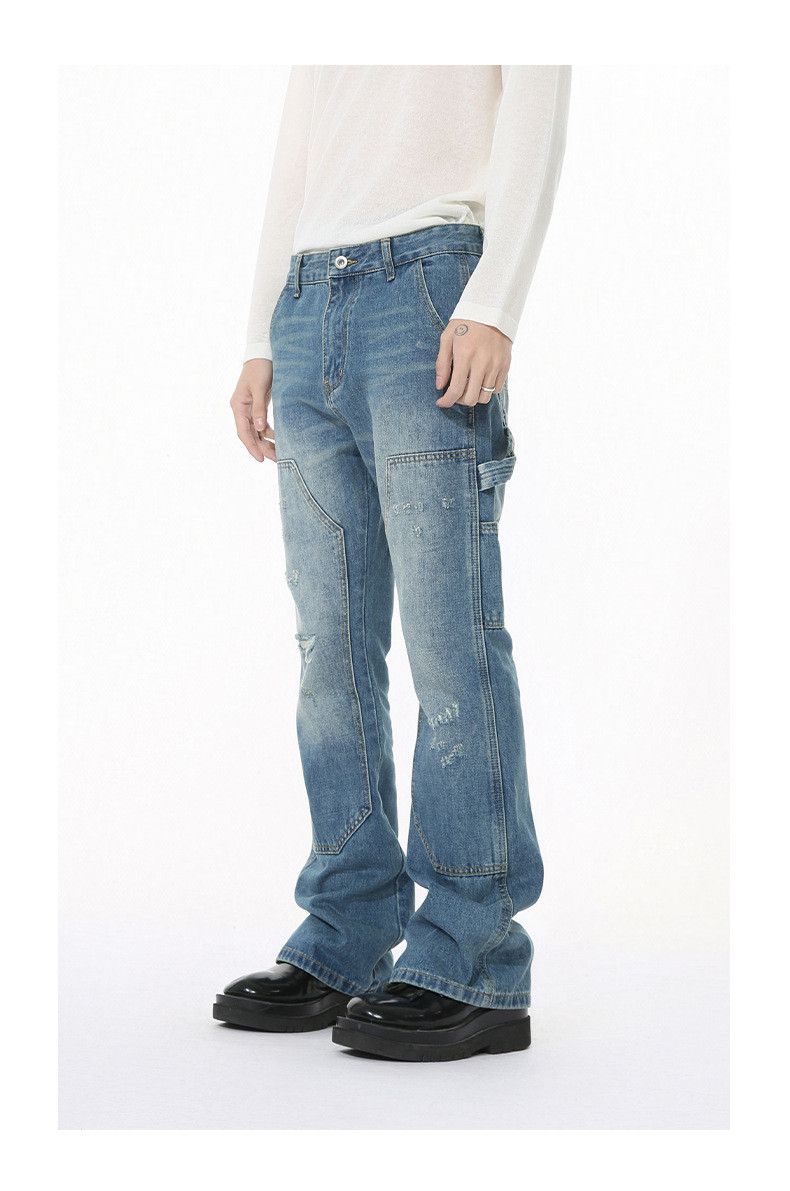 Japanese Brand Japanese style distressed patchwork flared cargo jeans Size US 32 / EU 48 - 3 Thumbnail