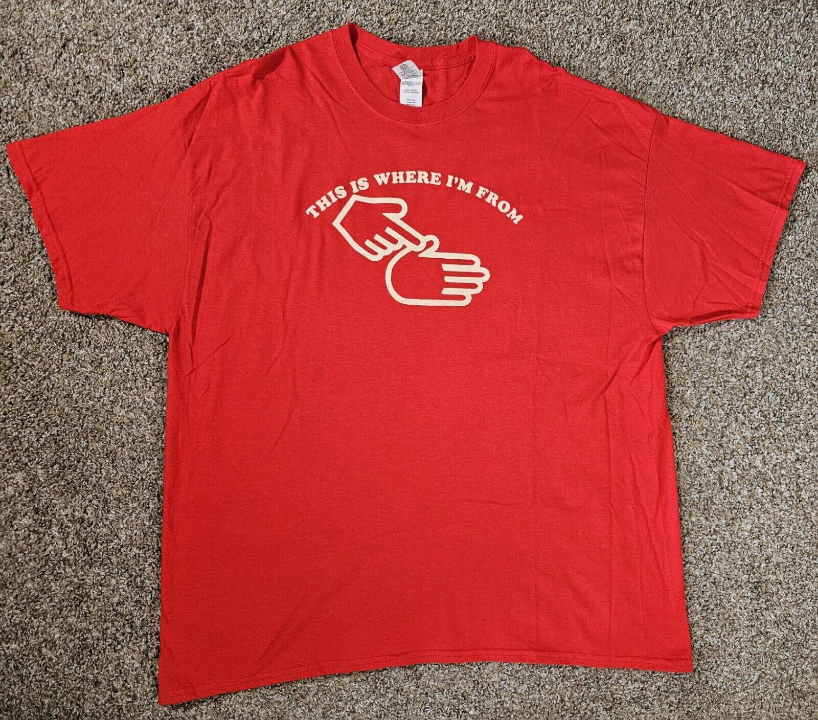 Gildan "This is where i'm from" thumb tshirt 2XL Red Tshirt Size US XXL / EU 58 / 5 - 2 Thumbnail