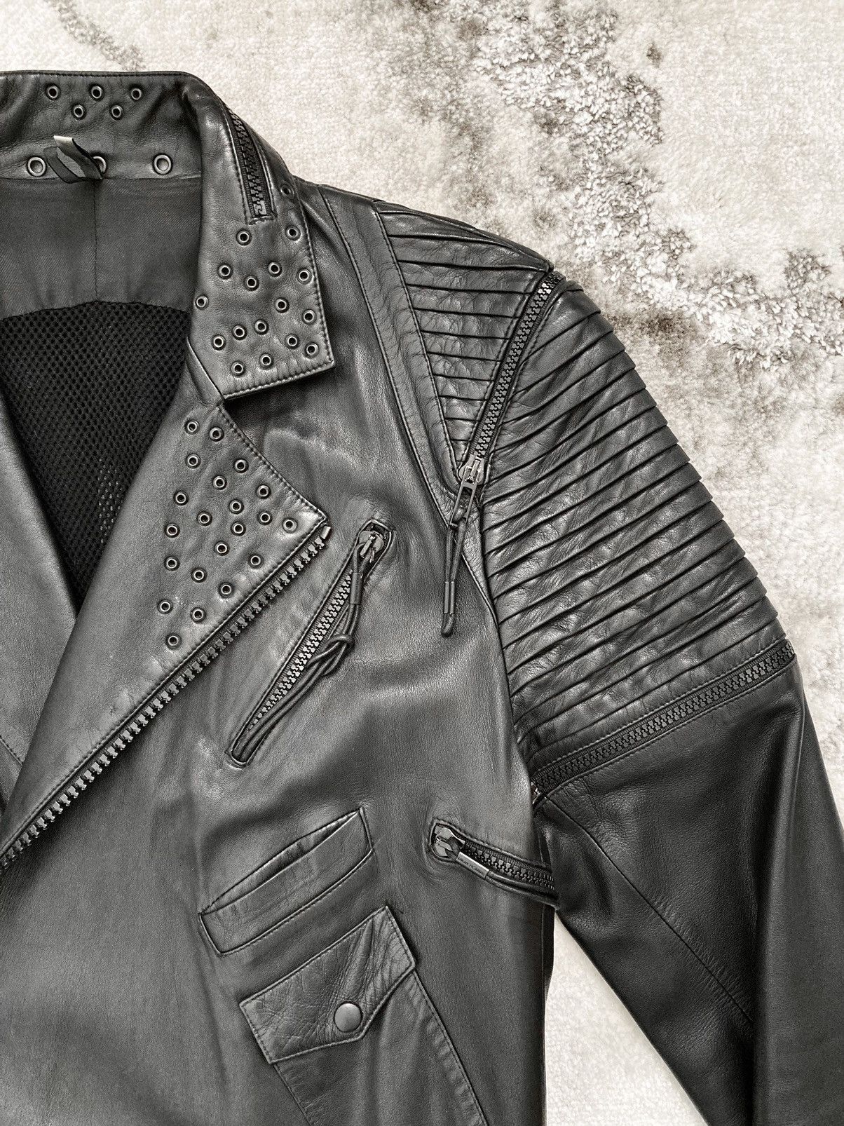 Dior × Hedi Slimane S/S 2004 “Strip” Leather Biker Jacket Size US M / EU 48-50 / 2 - 6 Thumbnail