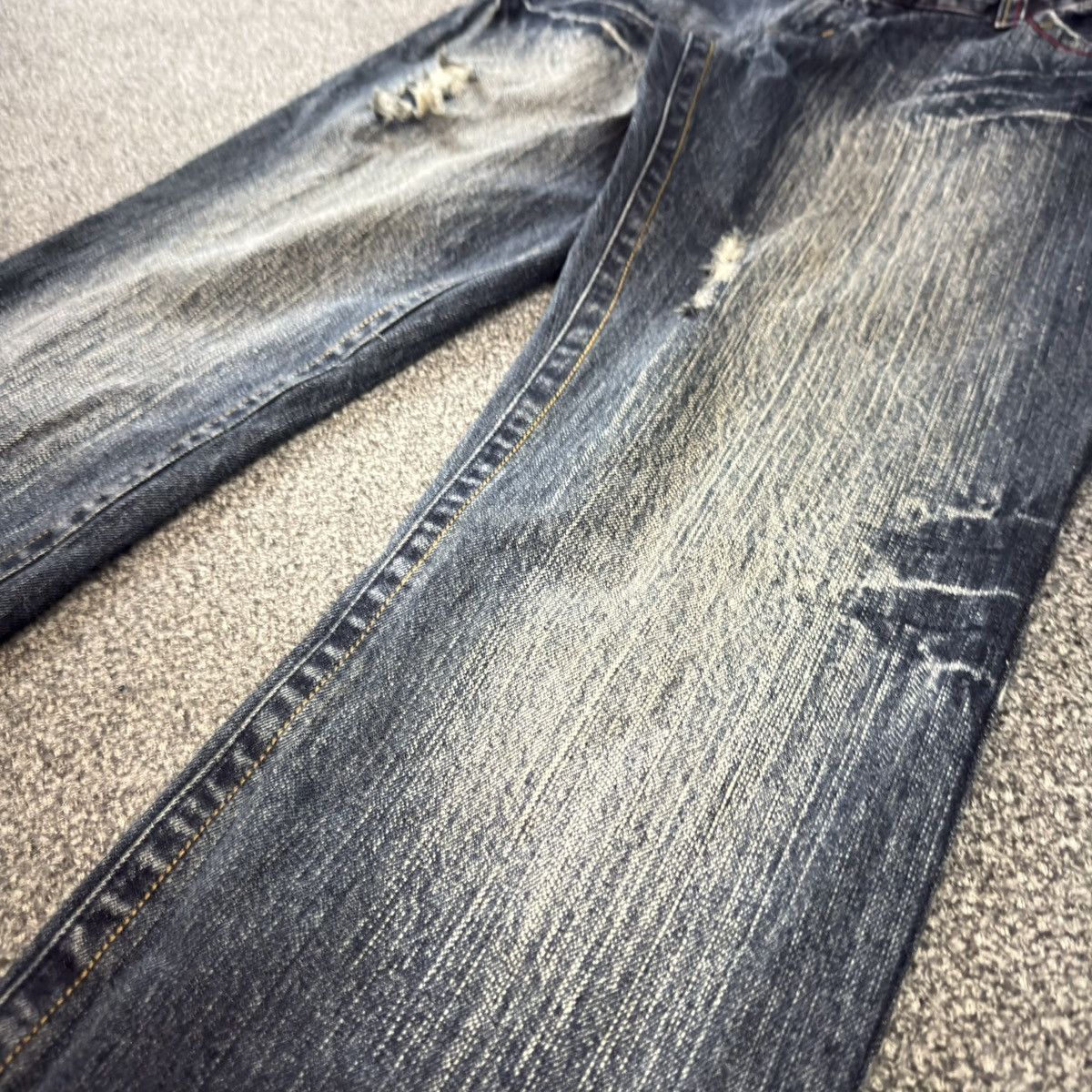 If Six Was Nine Vintage 90s Japanese Whisker Distressed Iron Denim Size US 34 / EU 50 - 7 Thumbnail