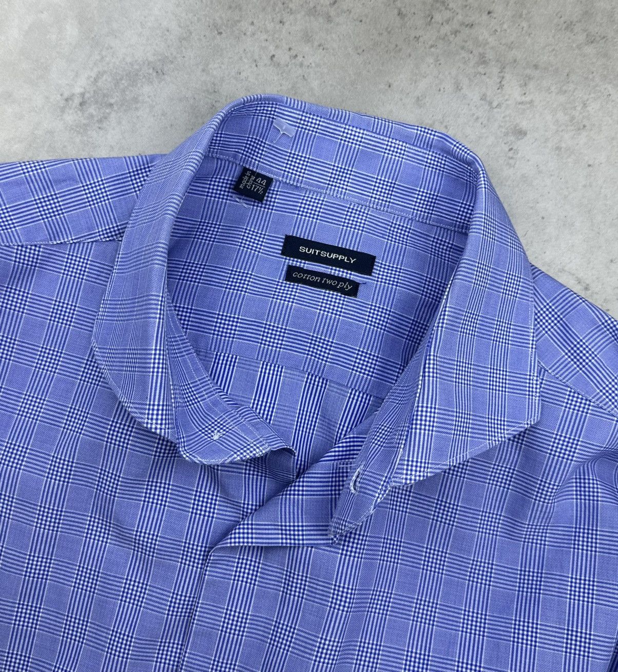 Suitsupply SUITSUPPLY Mens Blue Plaid Check Dress Shirt 2-Ply Cotton XL Size US XL / EU 56 / 4 - 5 Thumbnail