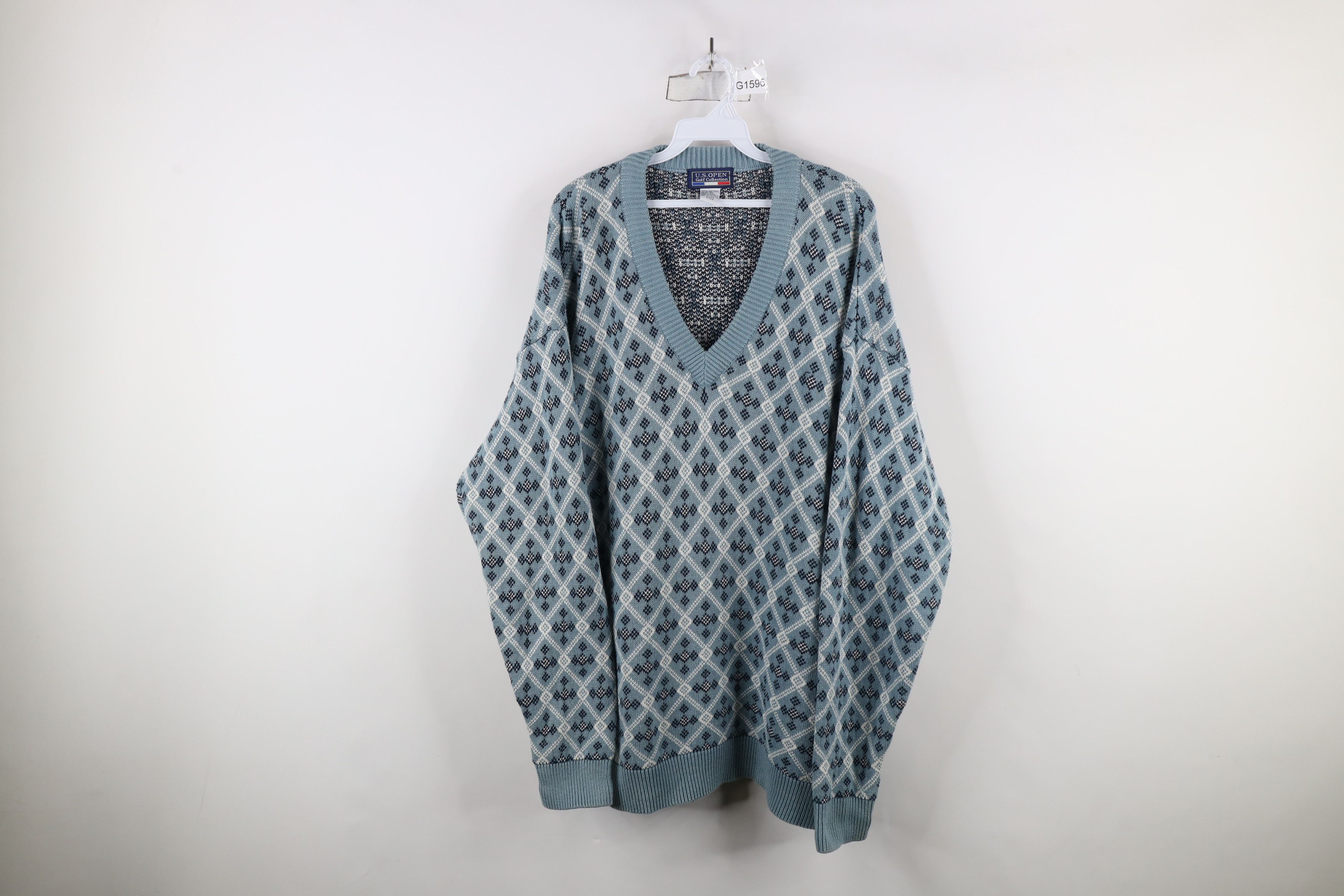 Vintage Vintage 90s US Open Golf Cotton Knit Argyle Diamond Sweater Size US XL / EU 56 / 4 - 1 Thumbnail
