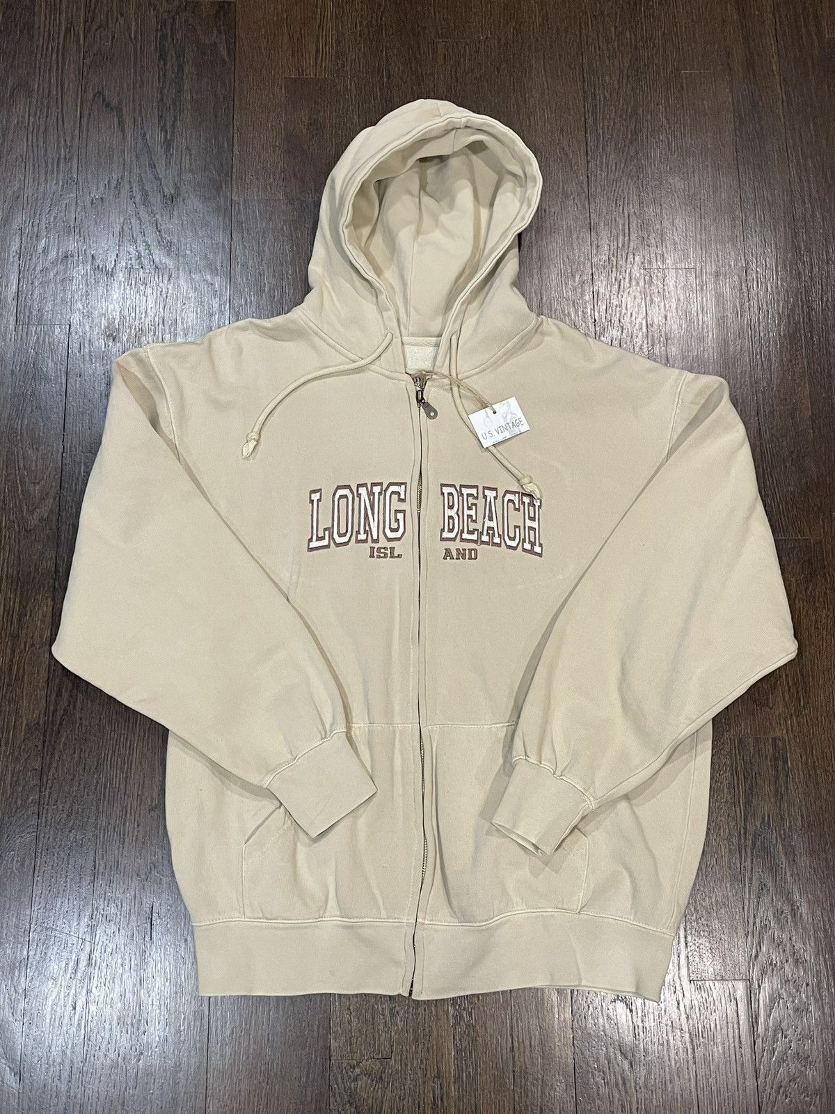 Vintage Cream and white Long Beach hoodie Size US L / EU 52-54 / 3 - 1 Thumbnail