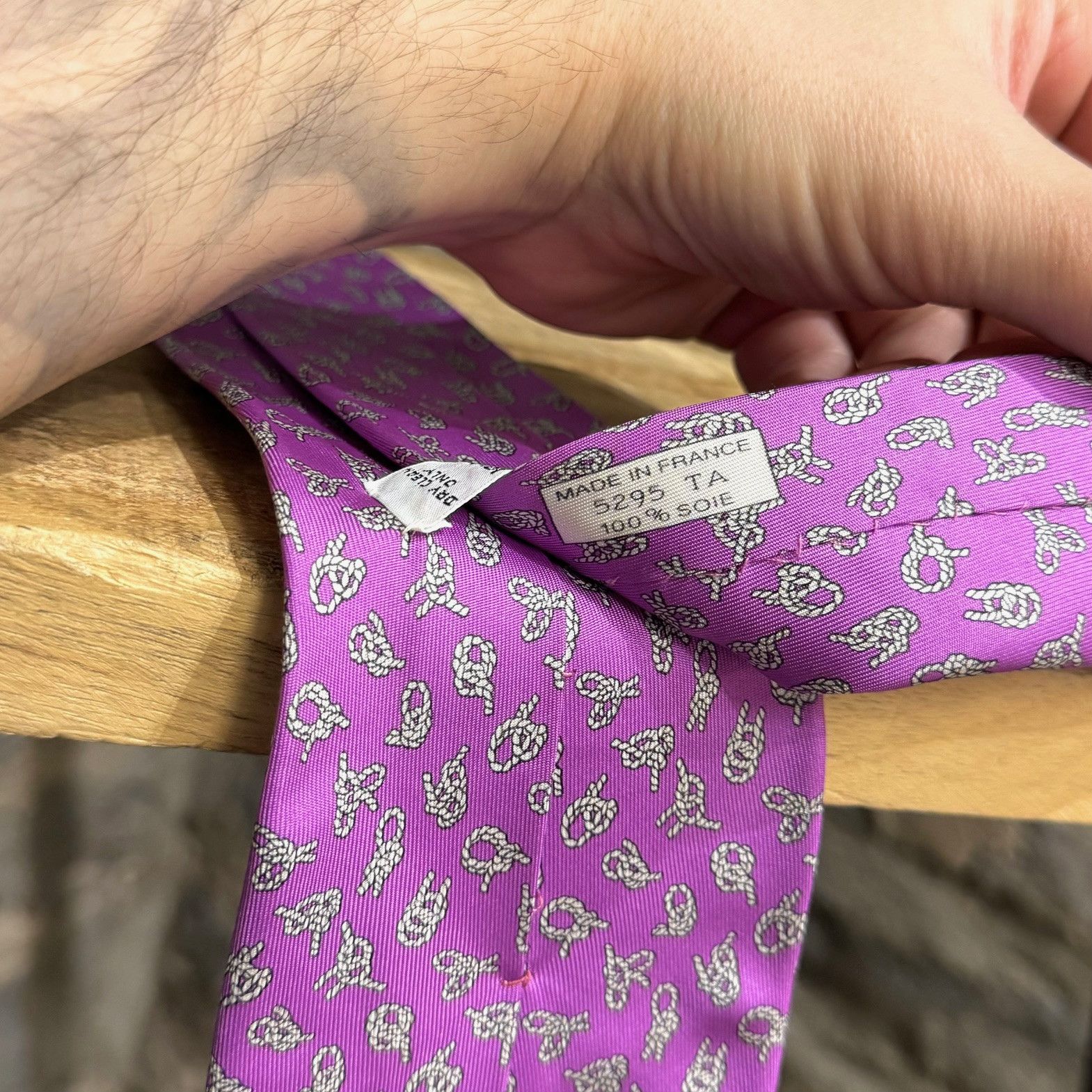 Hermes Hermès Sailor Knot Prints Purple Silk Tie Size ONE SIZE - 6 Thumbnail