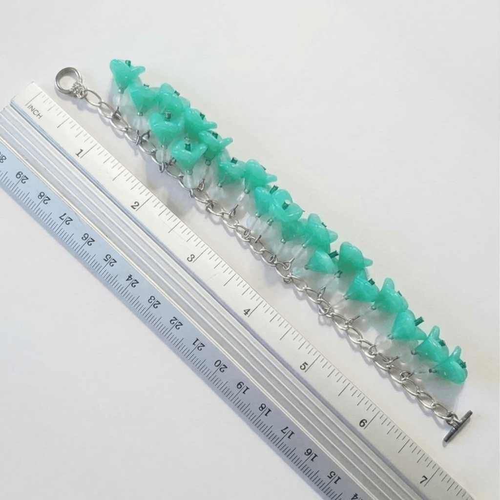 Handmade Charm Bracelet 6.5" Handmade Mint Phosphorus Green Flower Size ONE SIZE - 9 Thumbnail