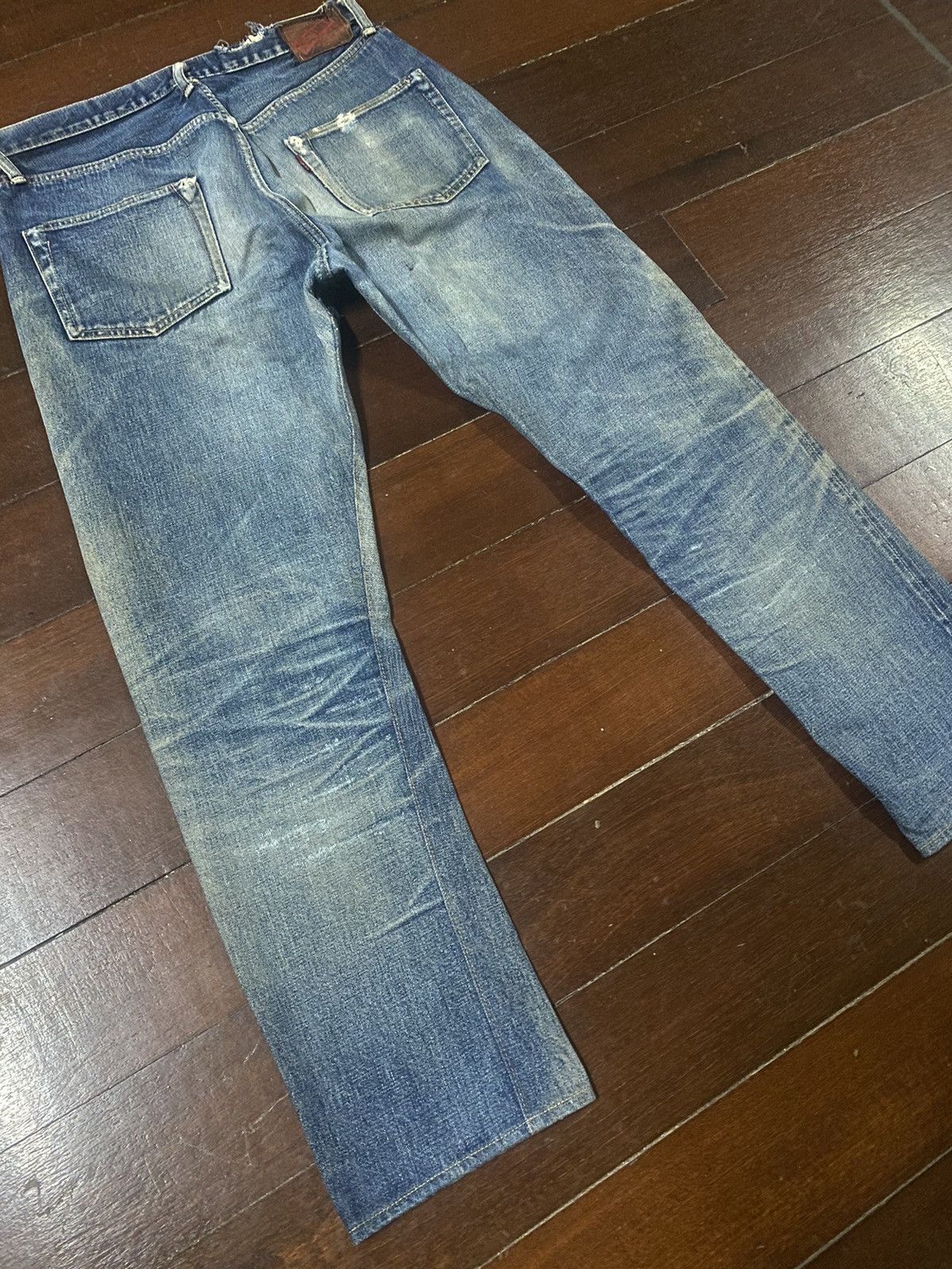 Denime Vintage 90s DENIME Japan Selvedge Distressed patch leather Size US 34 / EU 50 - 18 Thumbnail