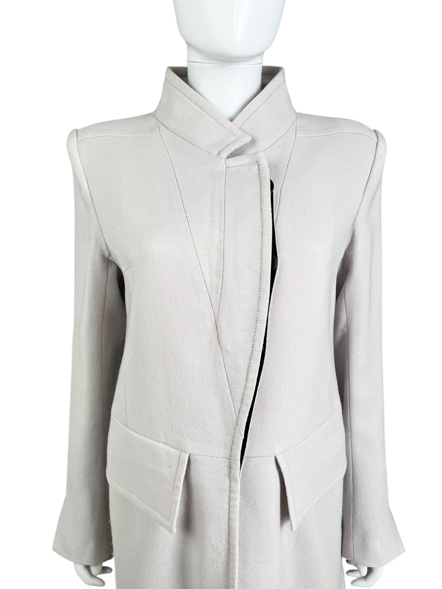 Ann Demeulemeester 2000's Ecru Asymmetric Wool Coat Size S / US 4 / IT 40 - 5 Thumbnail