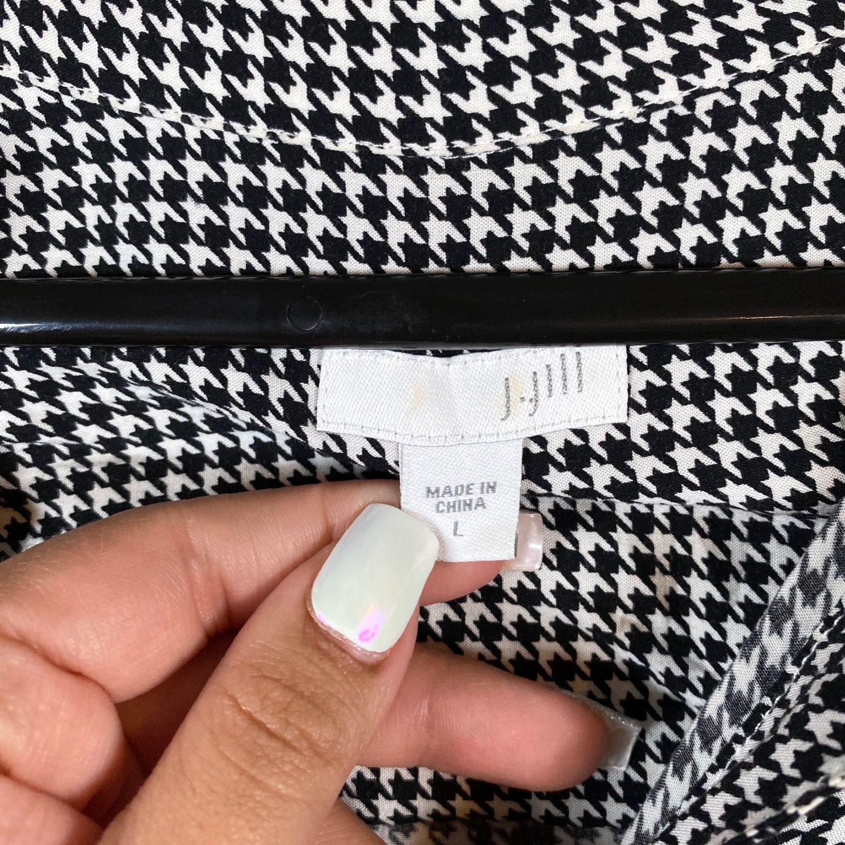 J. Jill J.Jill Blouse Black White Houndstooth Collared Button Down Long Sleeve L Women’s Shirt Sleeve Classic/Fitted Casual Workwear Mens? Size L / US 10 / IT 46 - 6 Thumbnail