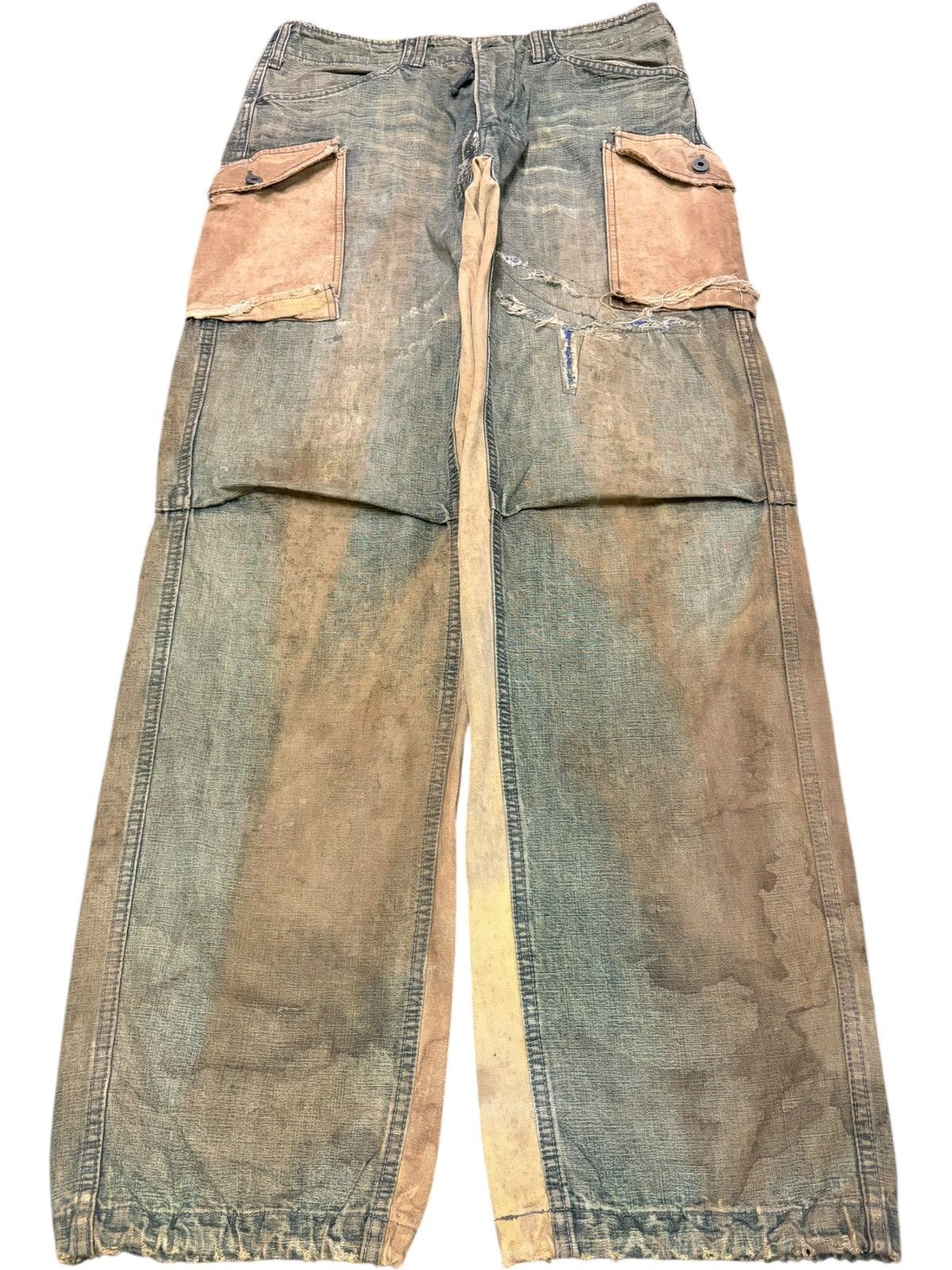 Junya Watanabe Vintage Japanese Brand Mud Wash Cargo Distress Baggy Jeans Size US 32 / EU 48 - 1 Thumbnail