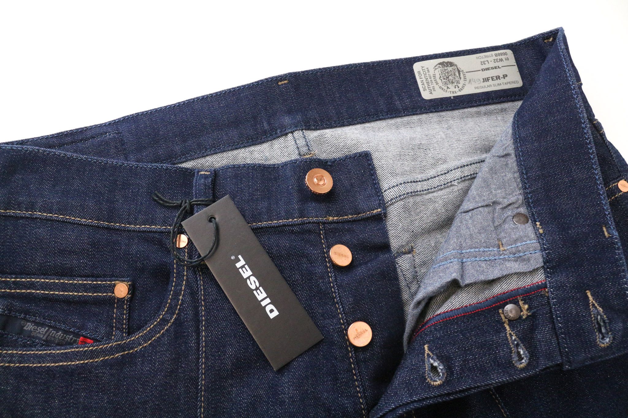 Diesel JIFER-P 0688B W32/L32 Blue Slim Taper Stretch Jeans 75626 Size US 32 / EU 48 - 3 Thumbnail