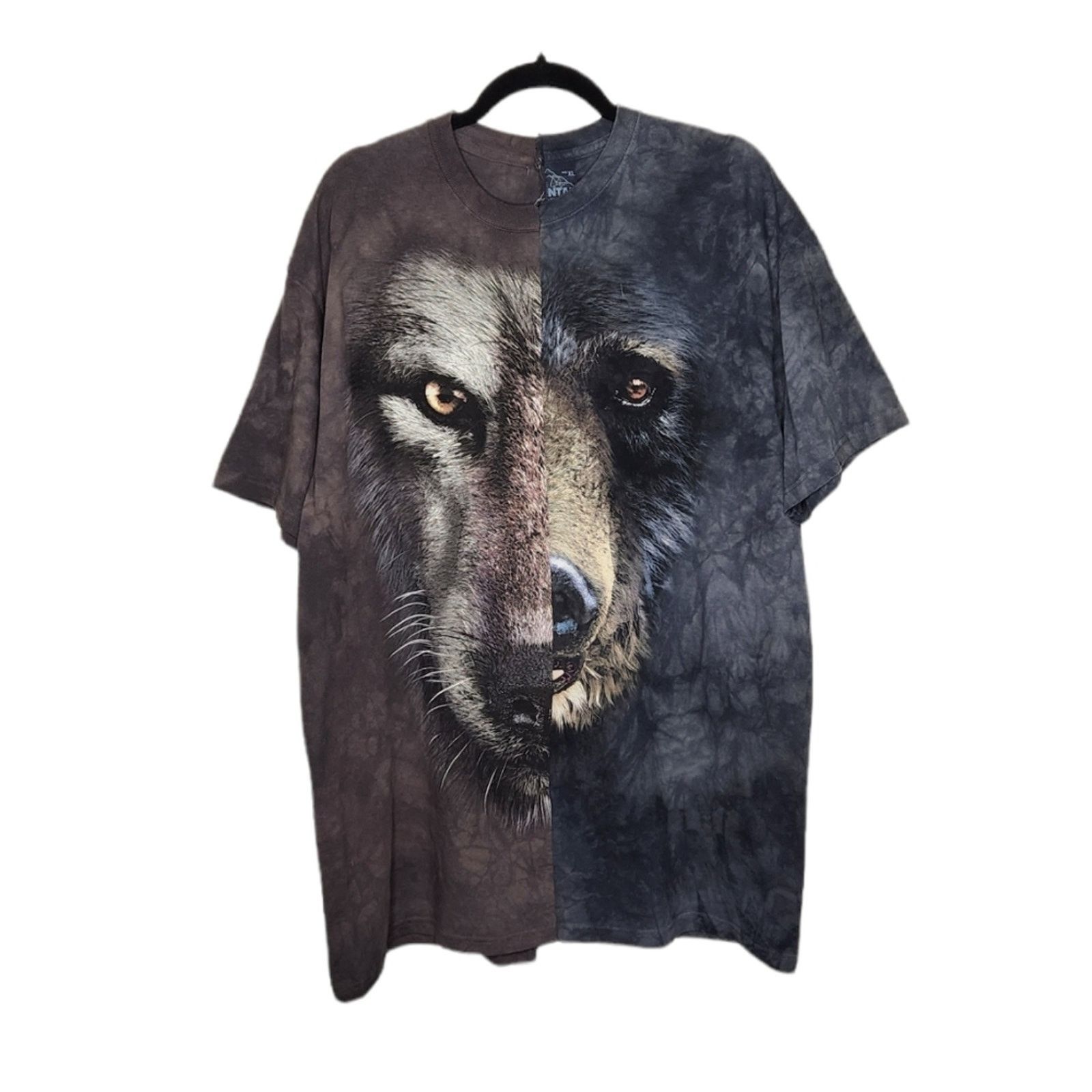 Vintage Wolf Bear Custom Cut Sew Tie Dye Nature Wildlife Animal Eart Size US XL / EU 56 / 4 - 1 Thumbnail