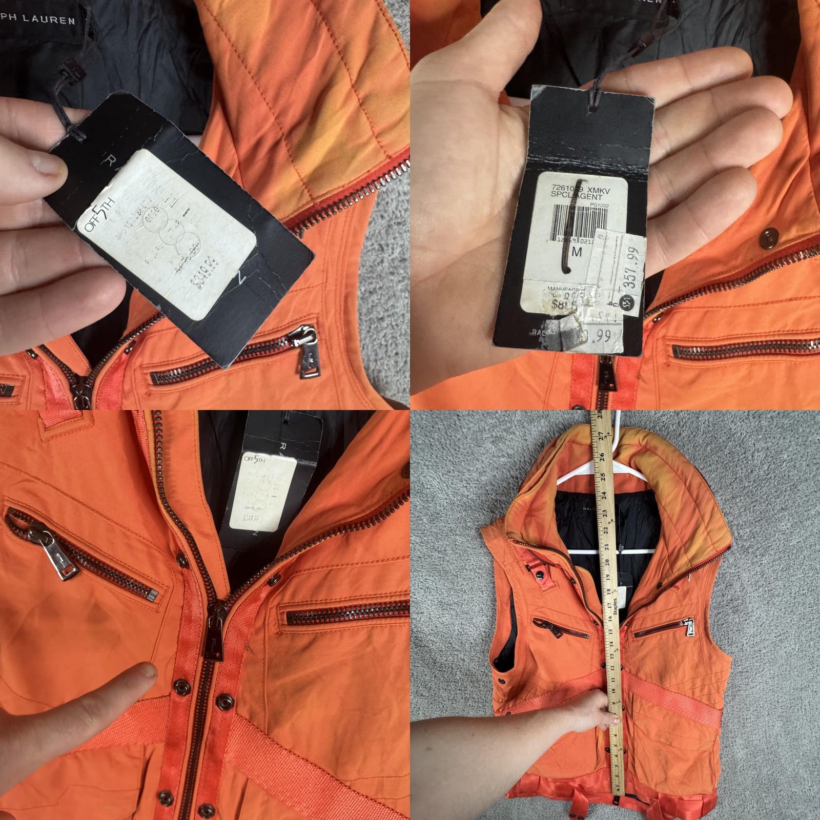 Ralph Lauren Ralph Lauren SPCL AGENT Vest Mens M Orange Insulated Quilted Full Zip With Pockets Casual Military Jacket Style Size US M / EU 48-50 / 2 - 8 Thumbnail