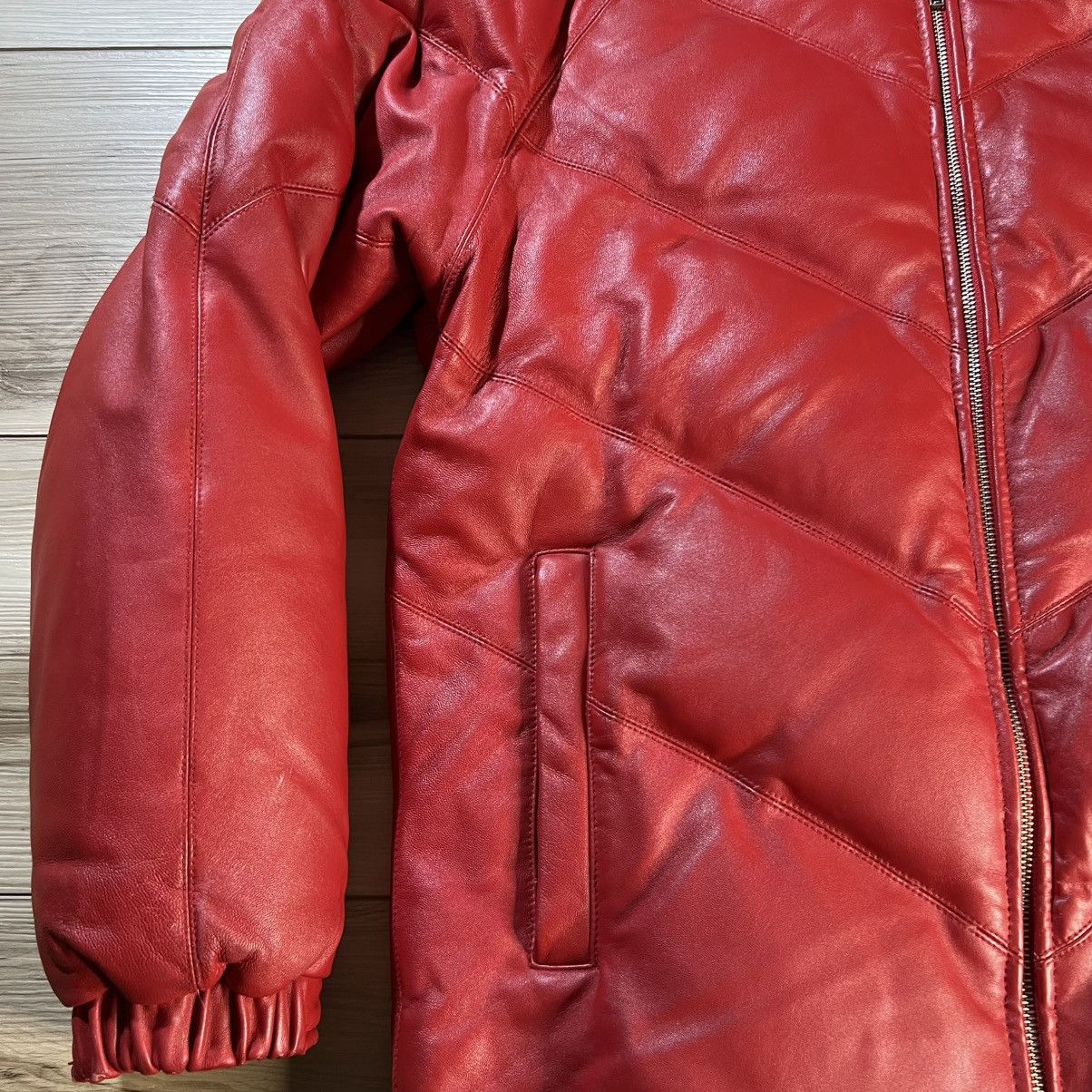Supreme Supreme FW05 Leather Down Puffer Jacket Red Fur Trim Vintage Size US M / EU 48-50 / 2 - 6 Thumbnail