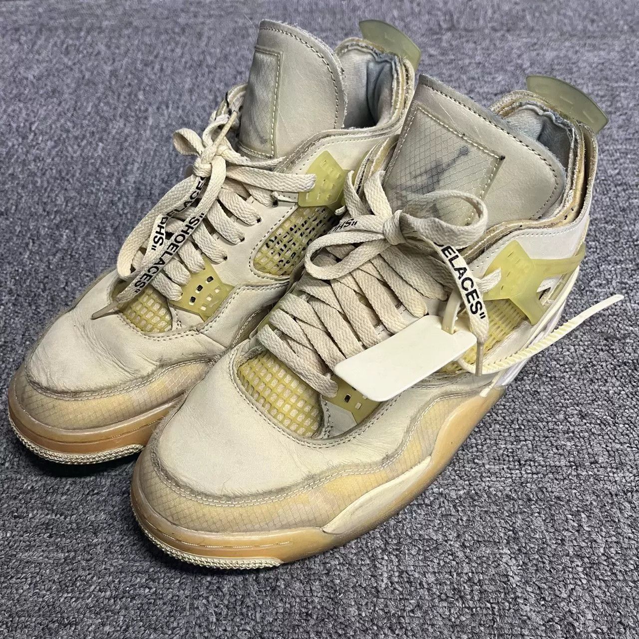 Jordan Brand Nike Off-White AJ4 Beige Basketball Shoes Size US 5 / EU 37 - 2 Thumbnail