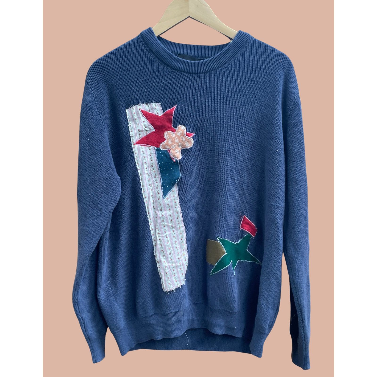 Adolfo Dominguez Large Upcycled Blue Collage Sweater Size L / US 10 / IT 46 - 1 Thumbnail