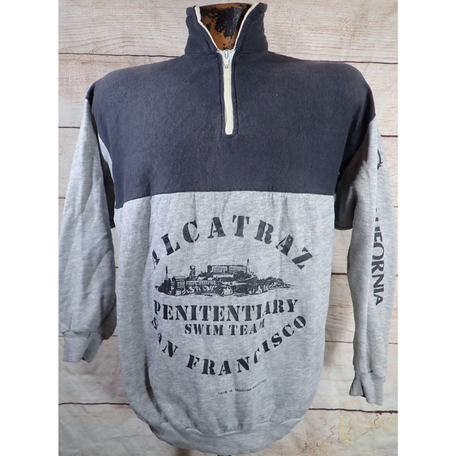 Vintage VINTAGE Alcatraz Swim Team Sweatshirt 80s Gray Women’s XL Casual Grunge Retro Size XL / US 12-14 / IT 48-50 - 2 Thumbnail