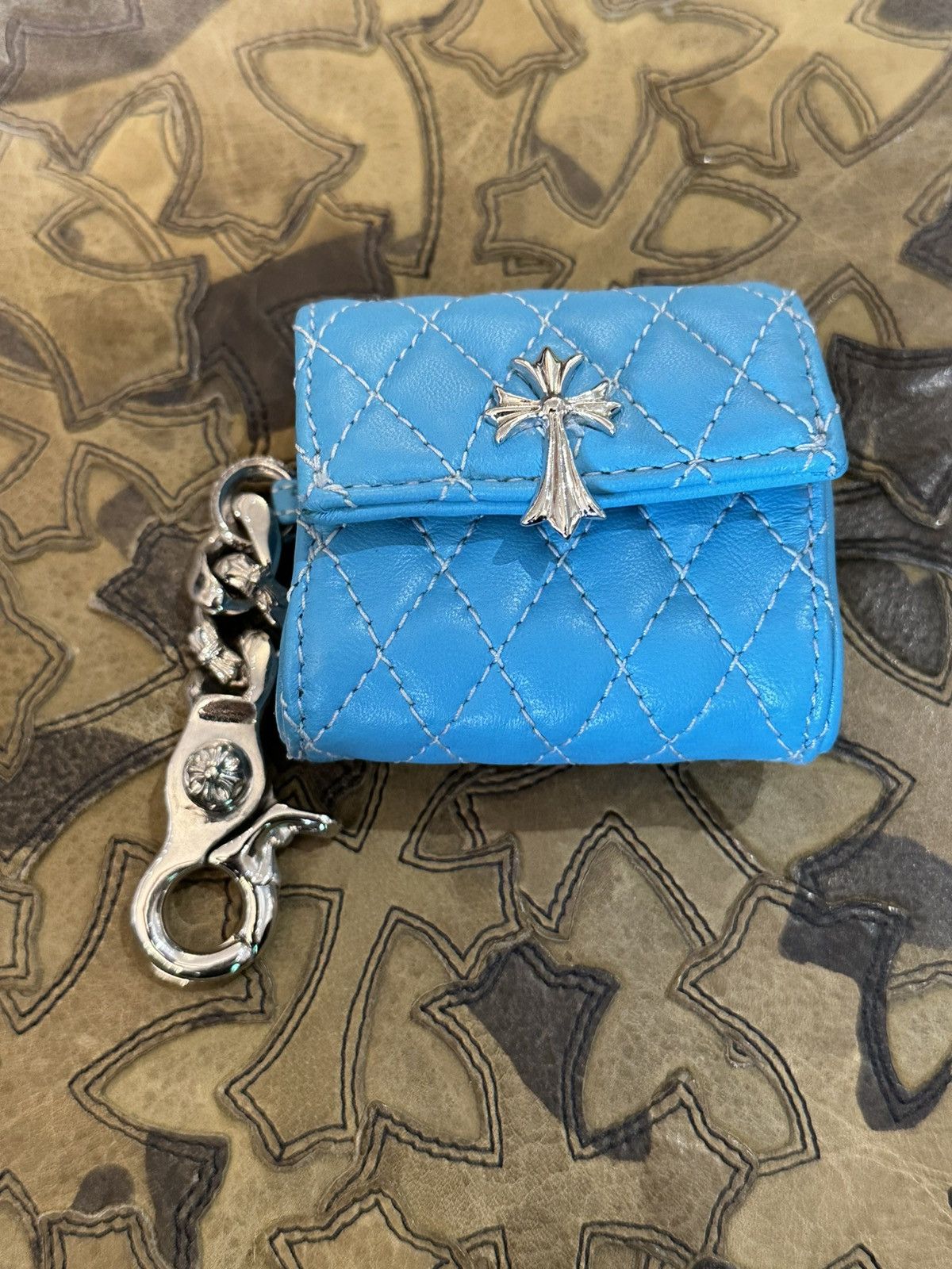 CHROME HEARTS QUILTED LEATHER WALLET POUCH