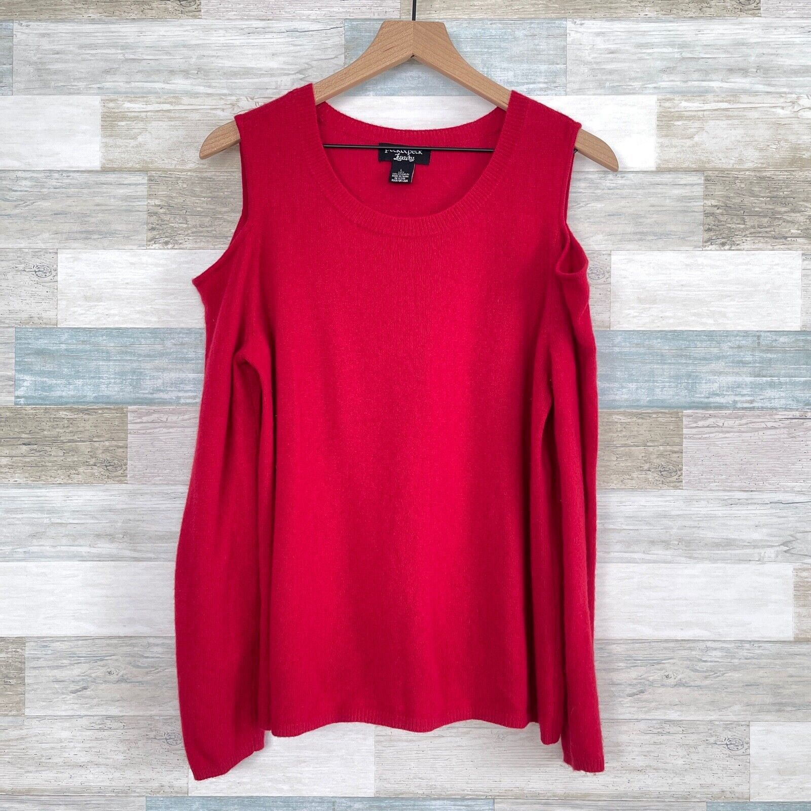 Other Peck & Peck Cashmere Cold Shoulder Sweater Red Womens Large Size L / US 10 / IT 46 - 1 Thumbnail