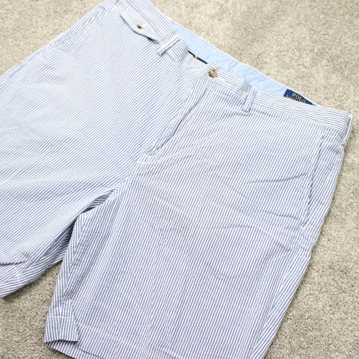 Polo Ralph Lauren POLO Ralph Lauren Shorts Mens 40 Blue Stretch Straight Fit Chino Flesh Pony Size US L / EU 52-54 / 3 - 2 Thumbnail