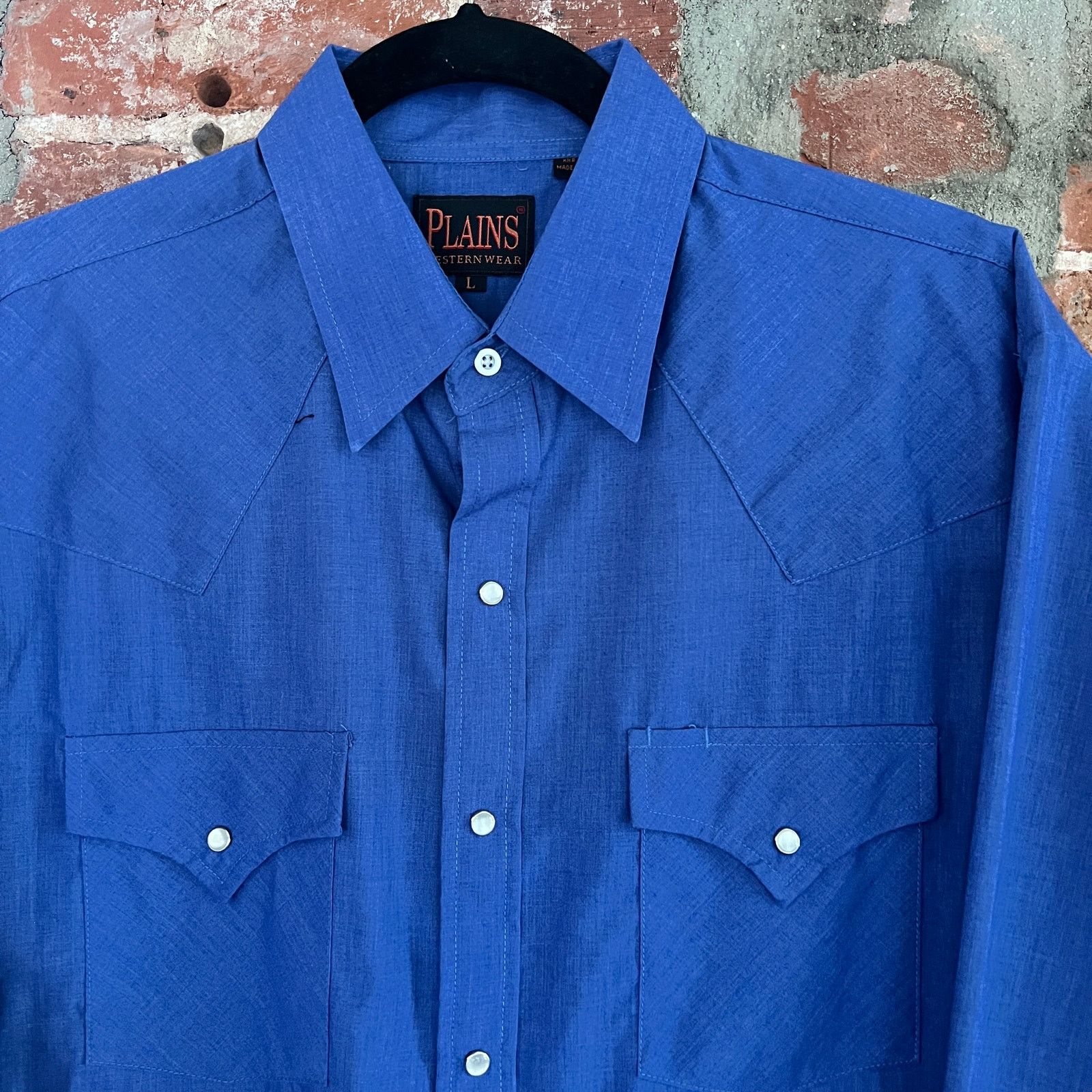 Vintage Plains Westernwear Men's Blue Pearl Snap LS Shirt L 24x31 Size US L / EU 52-54 / 3 - 1 Thumbnail