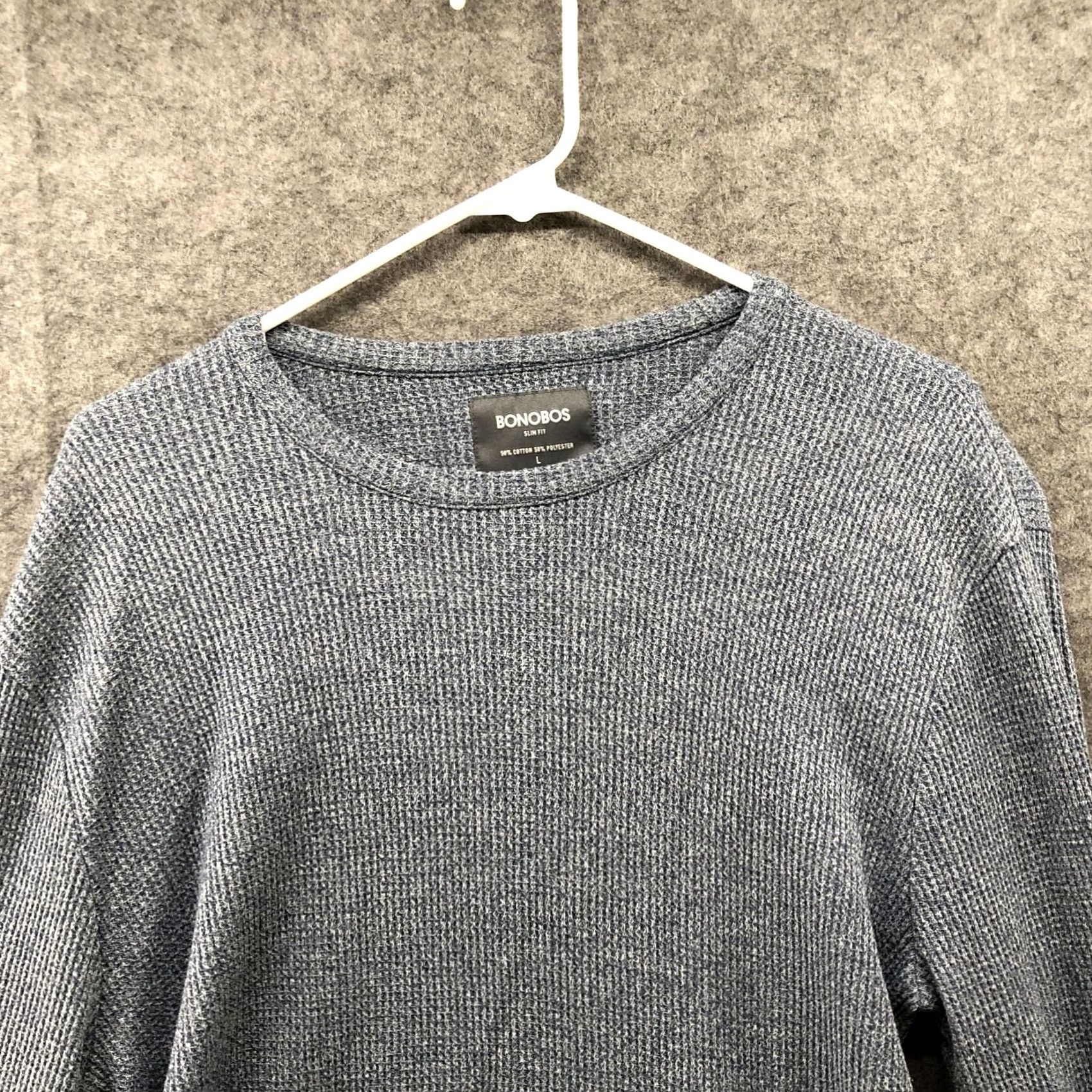 Bonobos Bonobos Thermal Shirt Mens L Crewneck Slim Fit Blue Long Sleeve Waffle Knit Size US L / EU 52-54 / 3 - 3 Thumbnail