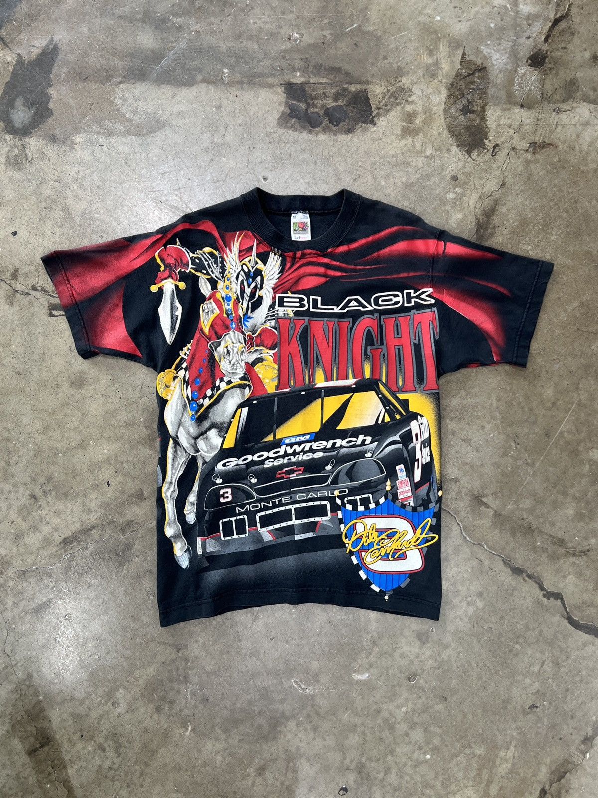 NASCAR Vintage AOP Black Knight Rides On Dale Earnhardt Tee Medium Size US M / EU 48-50 / 2 - 2 Thumbnail