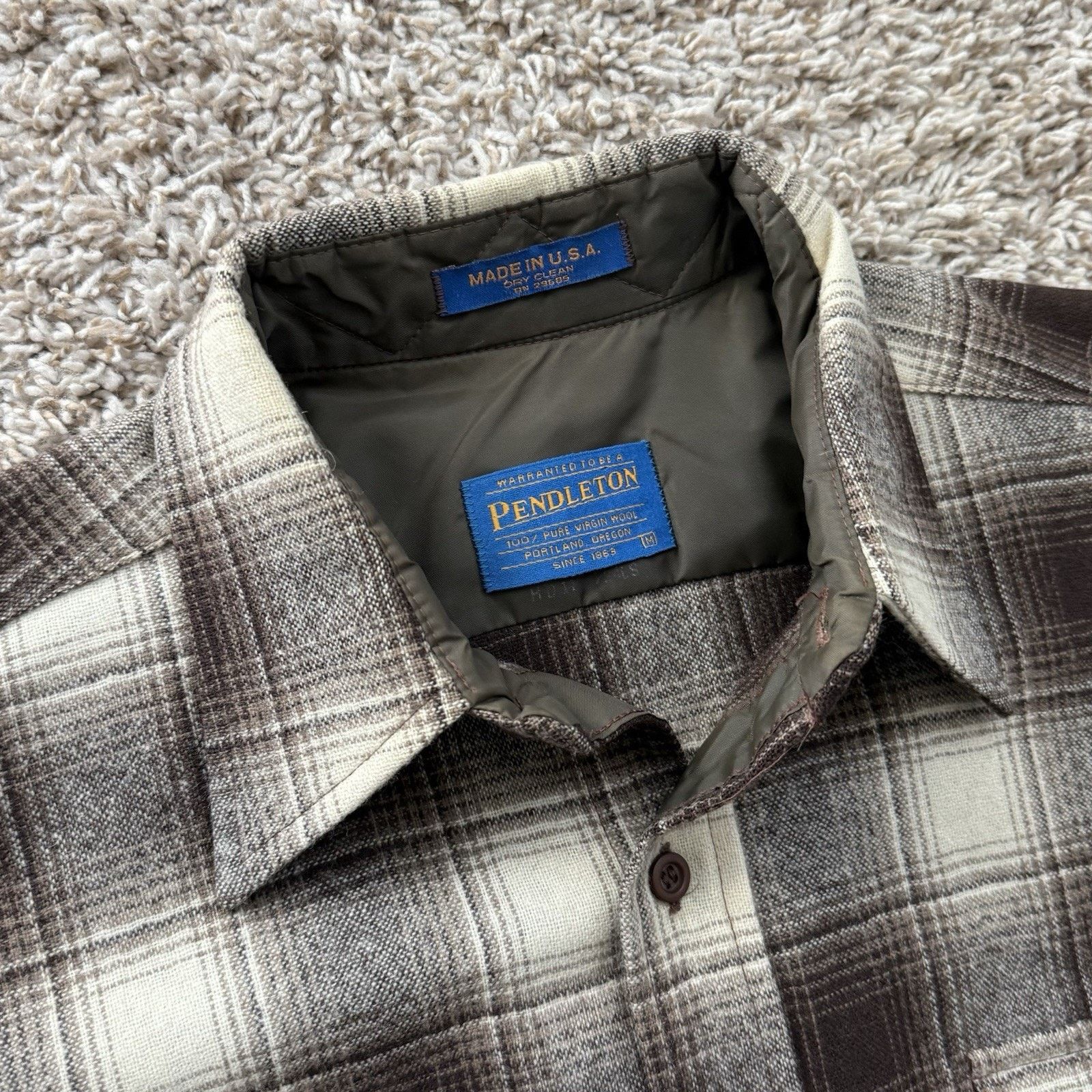 Pendleton × Vintage Vintage Pendleton Brown Shadow Plaid Button Up Guide Shirt Size US M / EU 48-50 / 2 - 3 Thumbnail