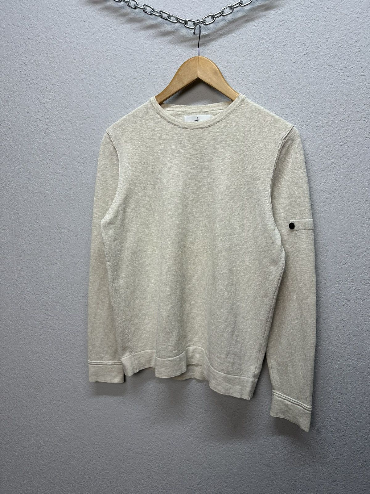 Stone Island × Vintage Vintage Stone Island Ivory Sweatshirt Cotton Patch Logo Size US S / EU 44-46 / 1 - 3 Thumbnail
