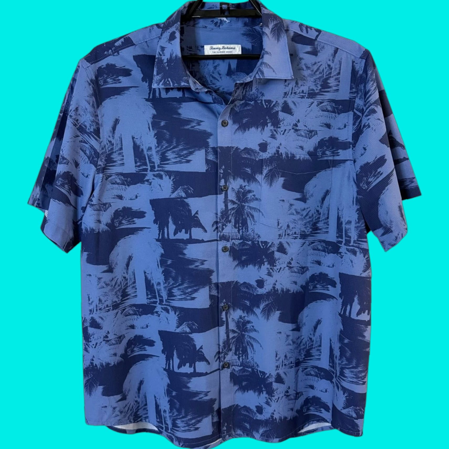 Tommy Bahama VINTAGE Tommy Bahama Camp Shirt Blue IslandZone Short-Sleeve Button-Up UPF-30+ Men XL Summer Beach Hawaiian Tropical Size US XL / EU 56 / 4 - 1 Thumbnail