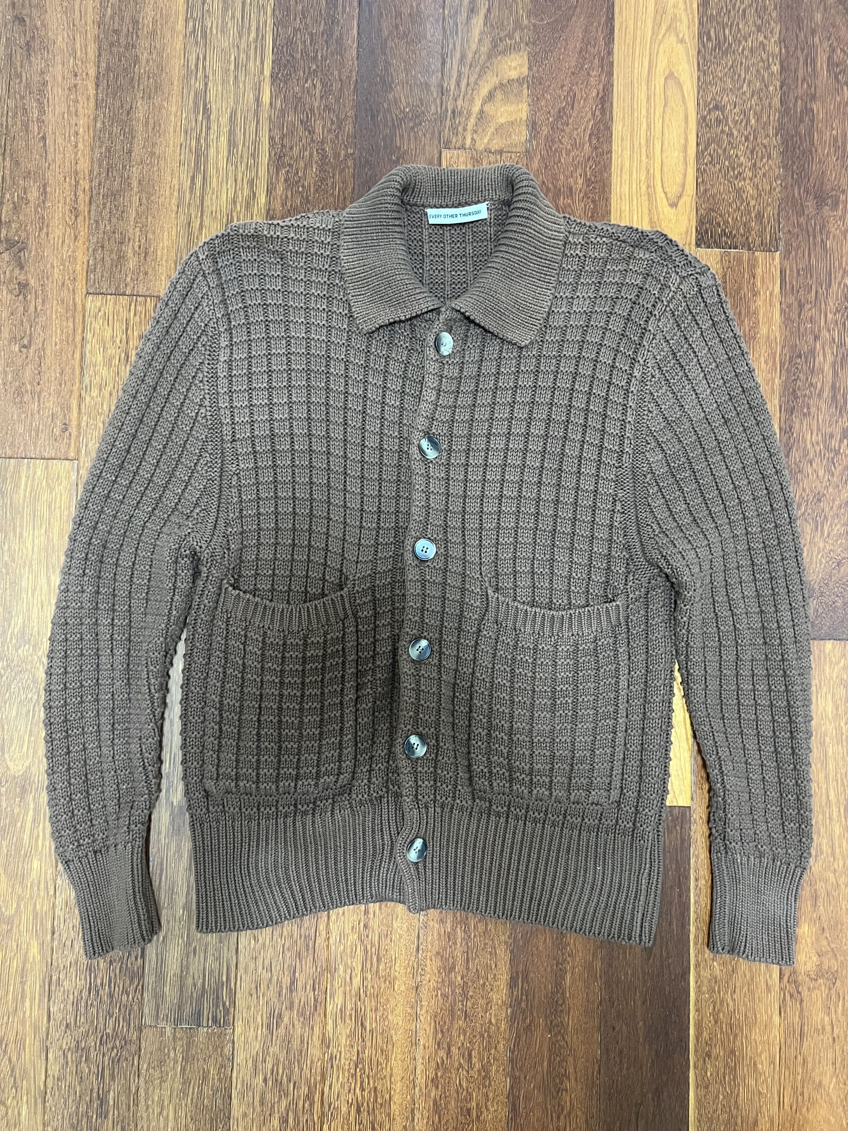 Every Other Thursday 💚 Every Other Thursday Waffle Knit Cardigan Brown NEW Size US M / EU 48-50 / 2 - 6 Thumbnail