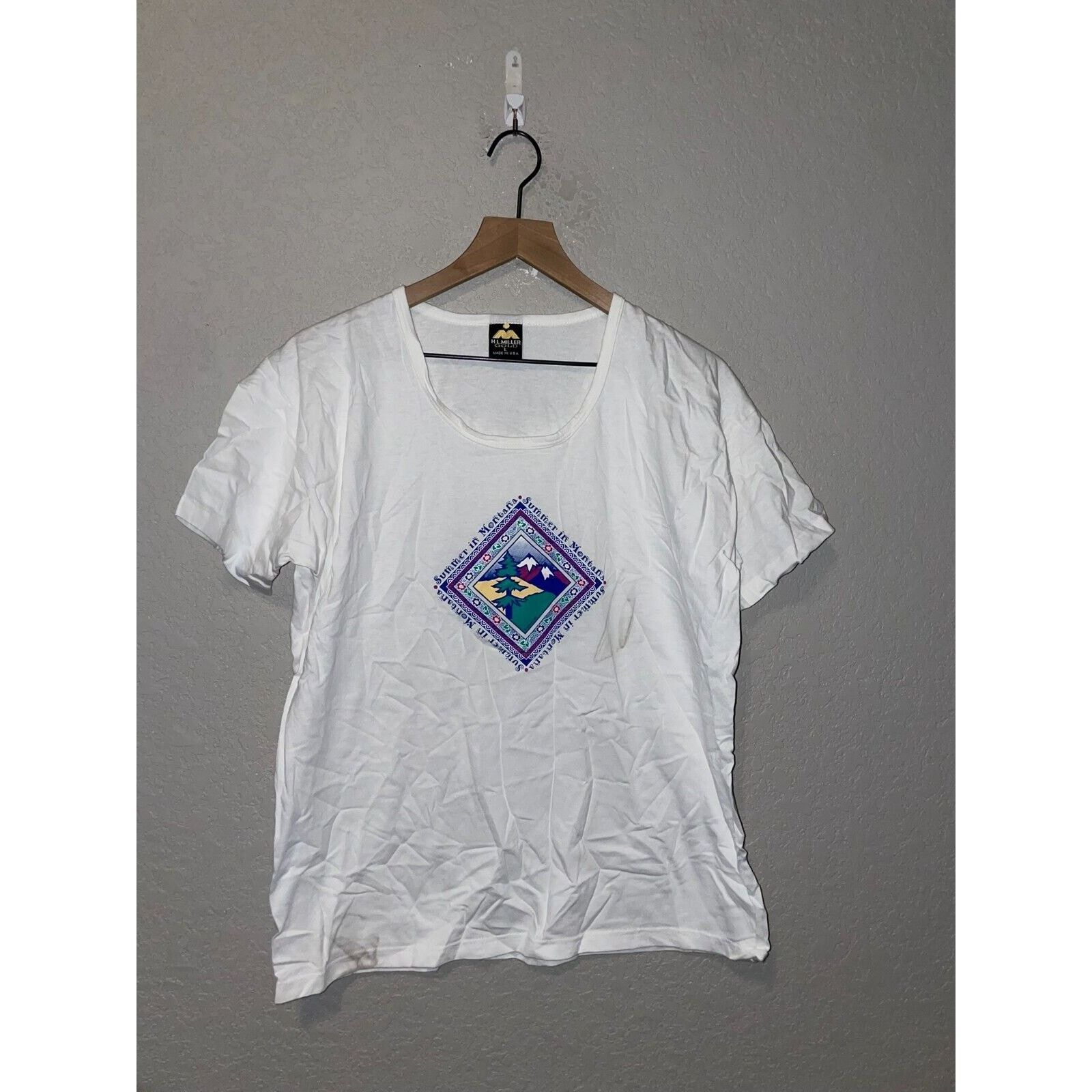 Vintage Womens Vintage Summer White Shirt Montana Tee Top 90s Large Size L / US 10 / IT 46 - 1 Thumbnail