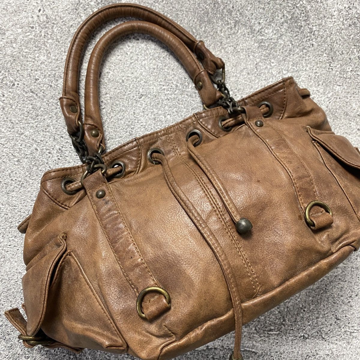 Japanese Brand 2000s Brown Leather Satchel Shoulder Bags Size ONE SIZE - 2 Thumbnail