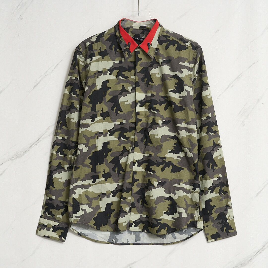 Givenchy Givenchy Men's Camouflage Collared Shirt Size US XXS / EU 40 - 1 Thumbnail