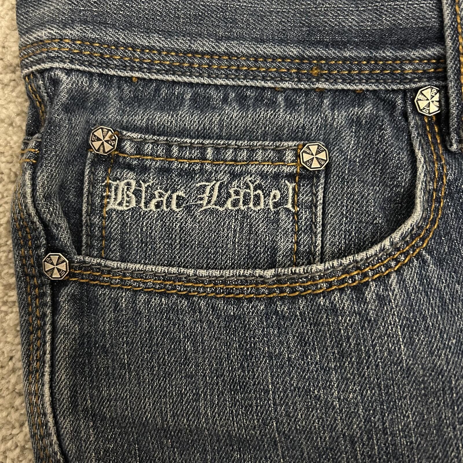 Black Label Blac Label men’s 38x30 Jeans w/ Embroidered Skull NO BUTTON Size US 38 / EU 54 - 6 Thumbnail