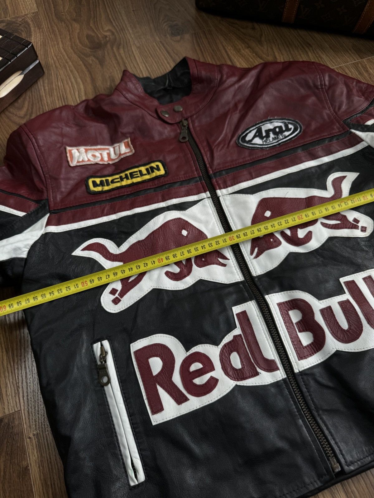 Red Bull Vintage leather jacket Red Bell original retro casual item Size US L / EU 52-54 / 3 - 5 Thumbnail