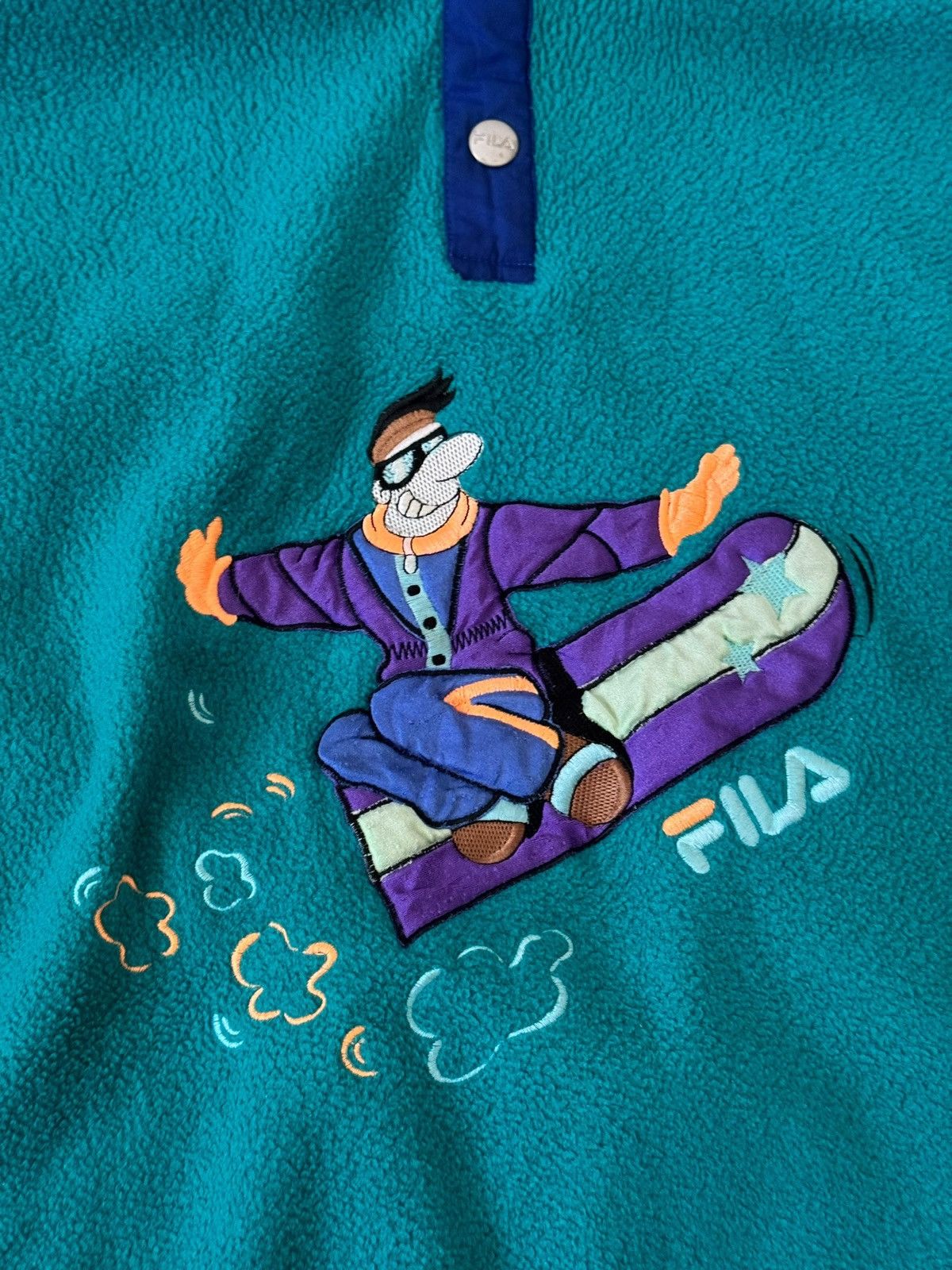 Fila × Vintage Fila Snowboard Crazy Mountain 90s Fleece Sweatshirt Large Size US L / EU 52-54 / 3 - 2 Thumbnail