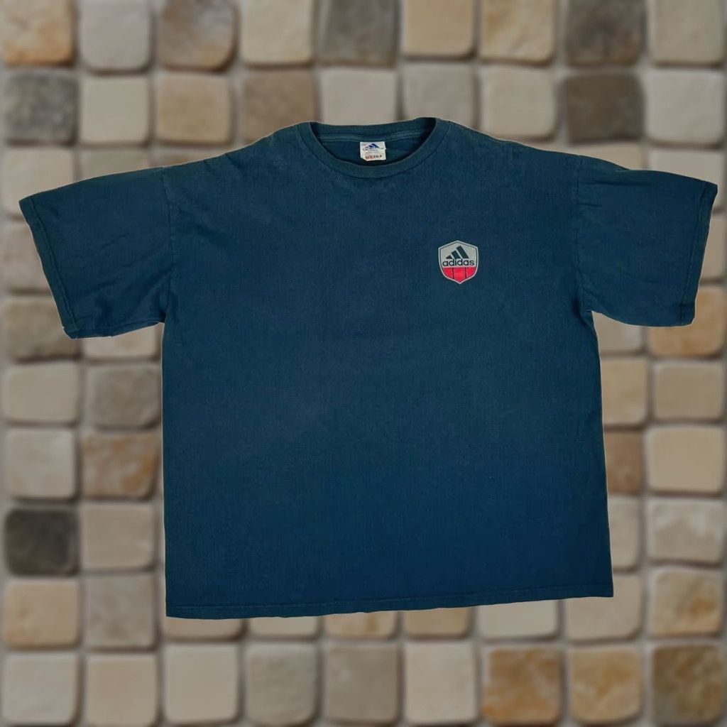 Adidas VINTAGE Adidas T-Shirt Men’s 90s Double-Sided Made in USA XL Navy Blue Cotton Logo Crew Neck Short Sleeve Size US XL / EU 56 / 4 - 1 Thumbnail