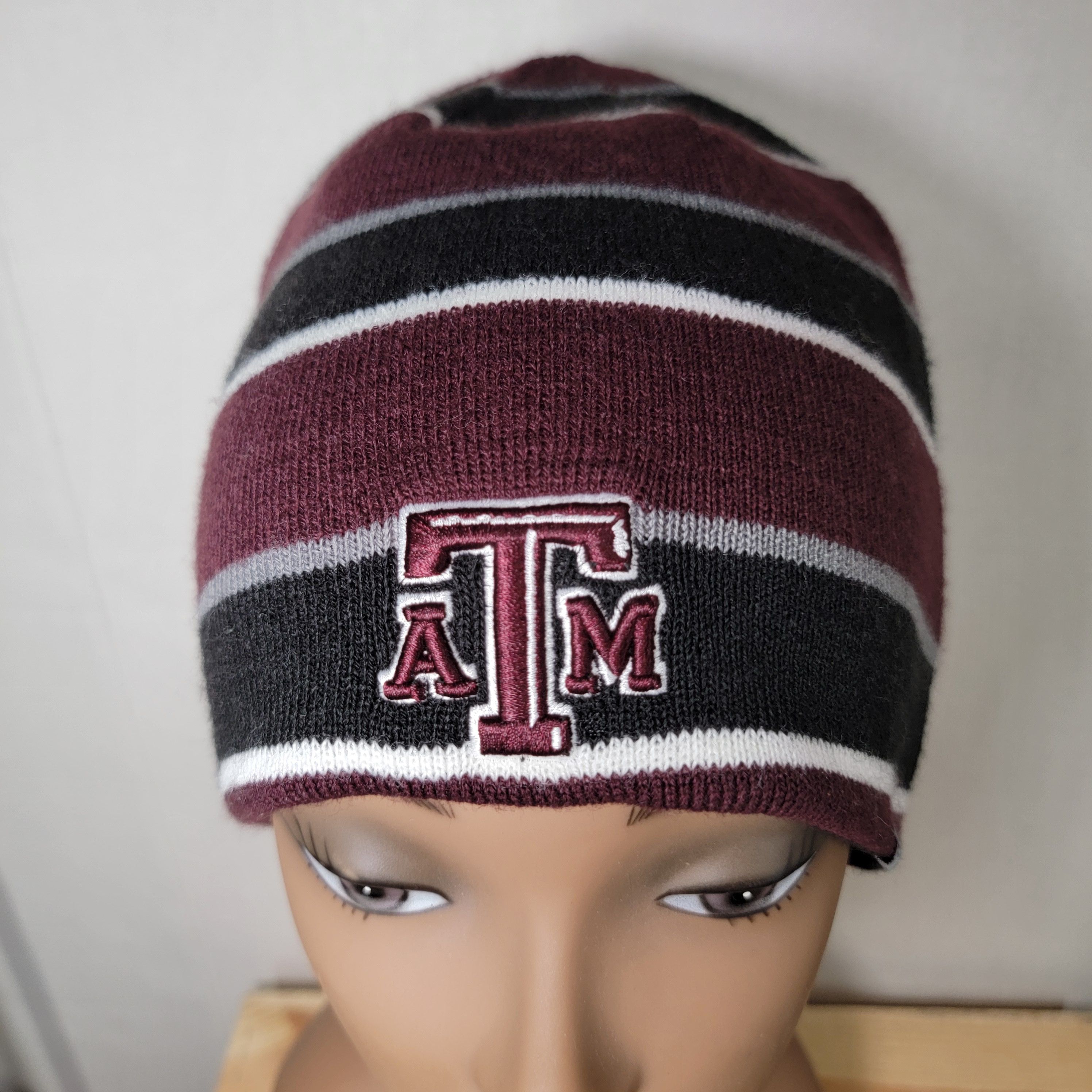Other Texas A&M Aggies Reversable Black/Stripe Knit Unisex Beanie Size ONE SIZE - 1 Thumbnail