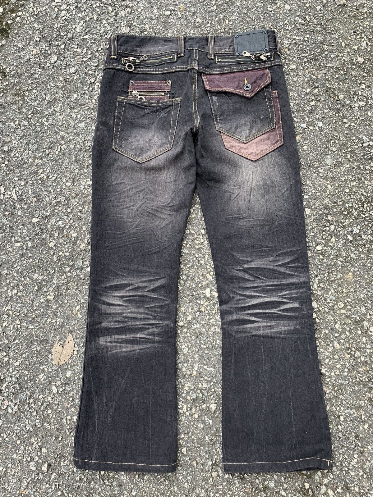 If Six Was Nine FLARE💥 SEMANTIC DESIGN PUNK STYLE MUDMAX DISTRESSED DENIM🎌☠️ Size US 31 - 4 Thumbnail