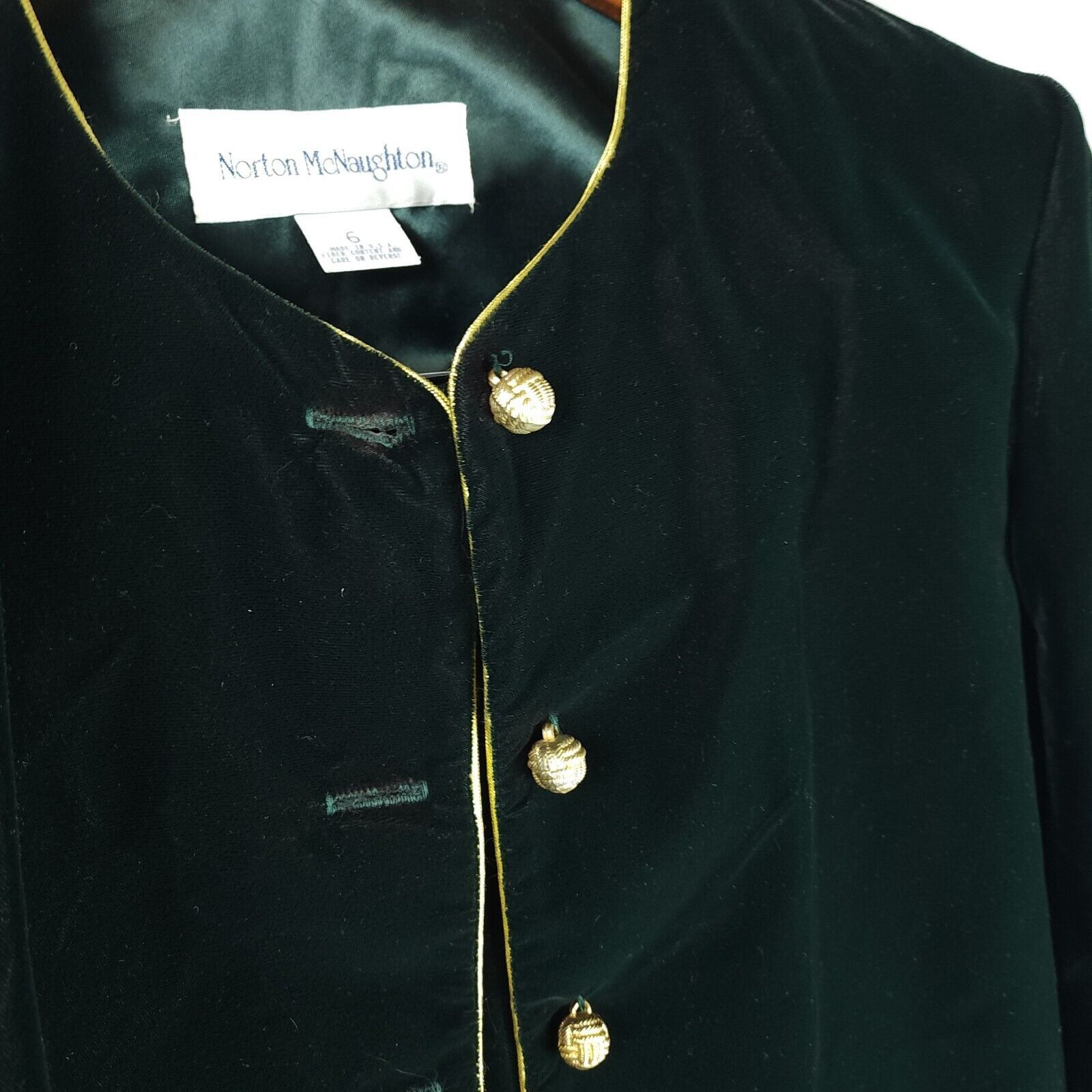 Vintage Norton McNaughton Crushed Velvet Blazer Green Size 6 Size M / US 6-8 / IT 42-44 - 2 Thumbnail
