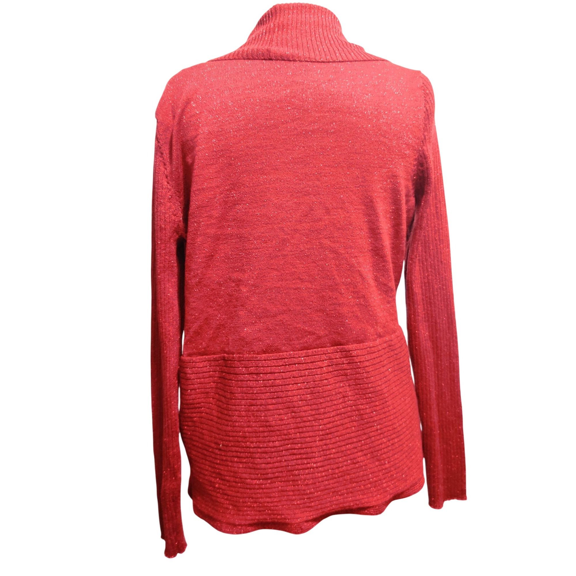 Other 89th + Madison XL Womens Sweater Red Metallic Ribbed Open Fr Size XL / US 12-14 / IT 48-50 - 3 Thumbnail